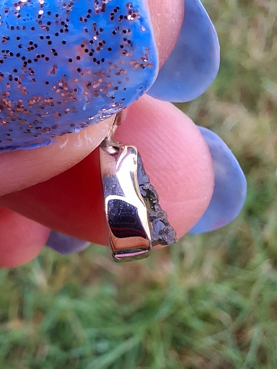 Moldavite Pendant, 925 Silver, Tektite (Ref: P55)