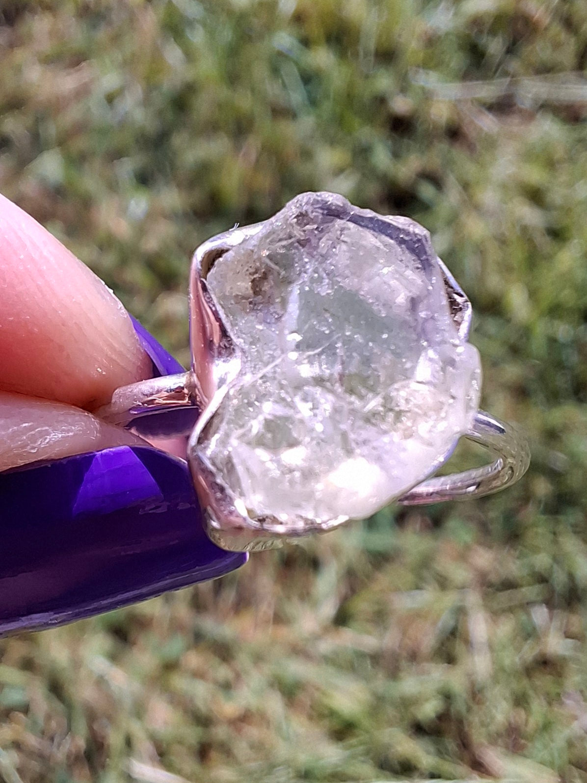 Libyan Desert Glass Ring, size large R/small S, 925 Silver, Tektite (Ref: LR43)