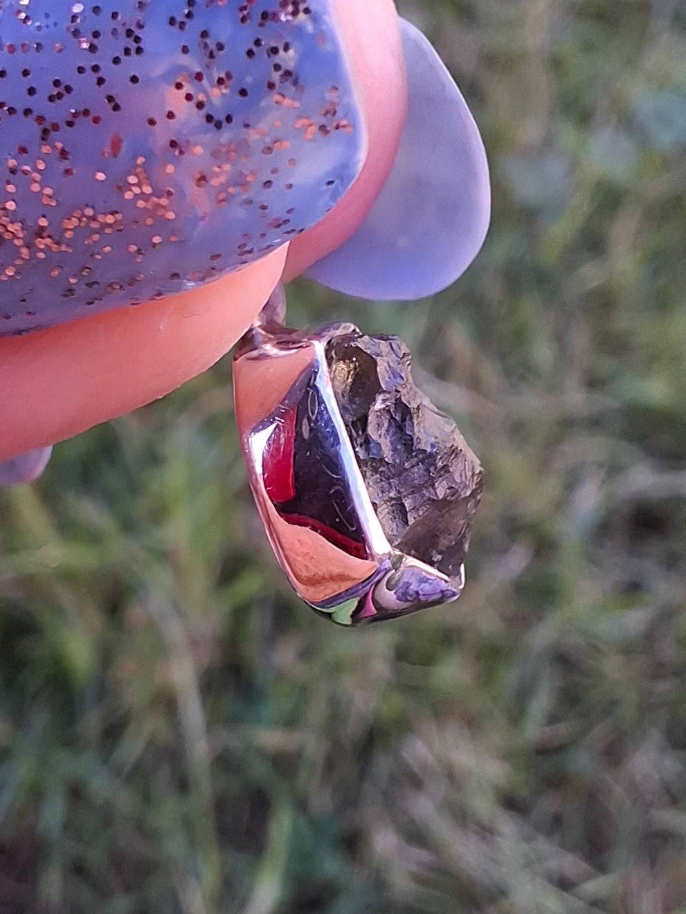 Moldavite Pendant, 925 Silver, Tektite (Ref: P86)