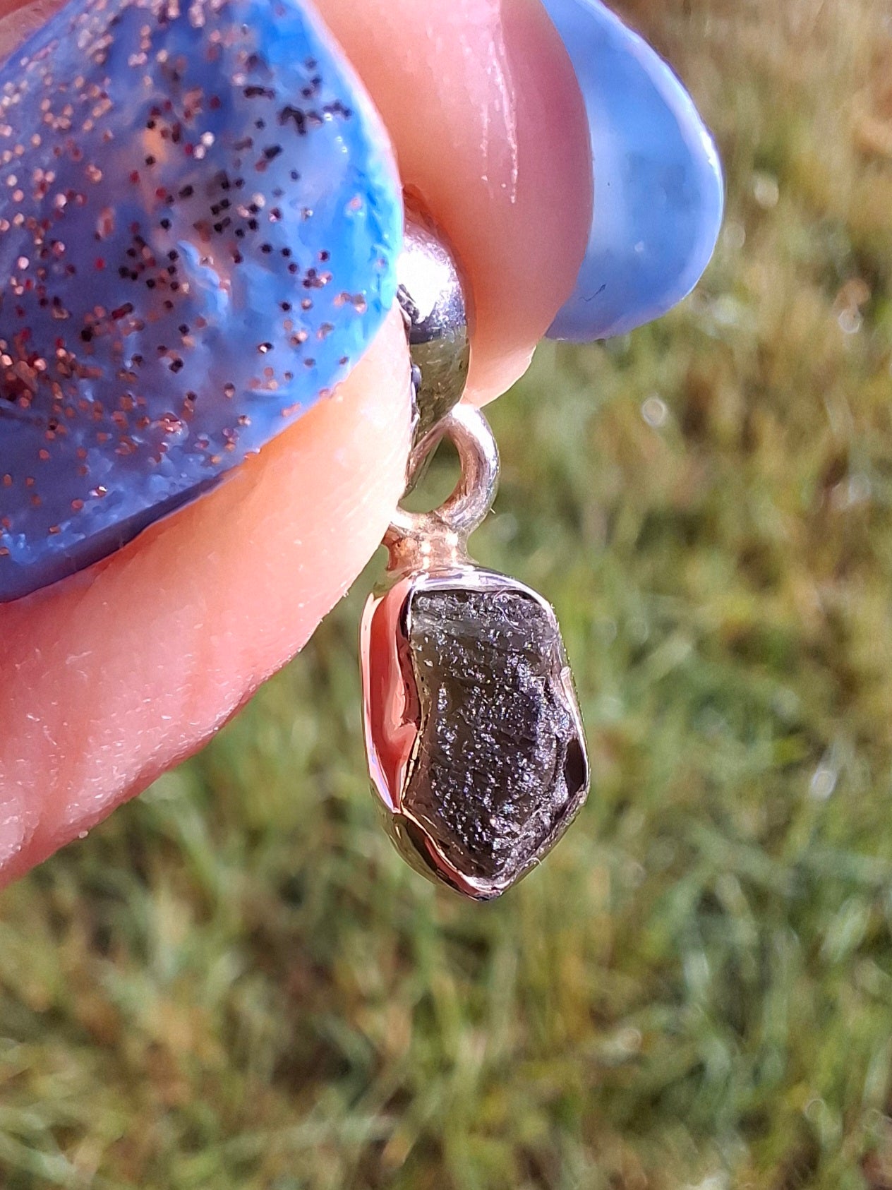 Moldavite Pendant, 925 Silver, Tektite (Ref: P36)