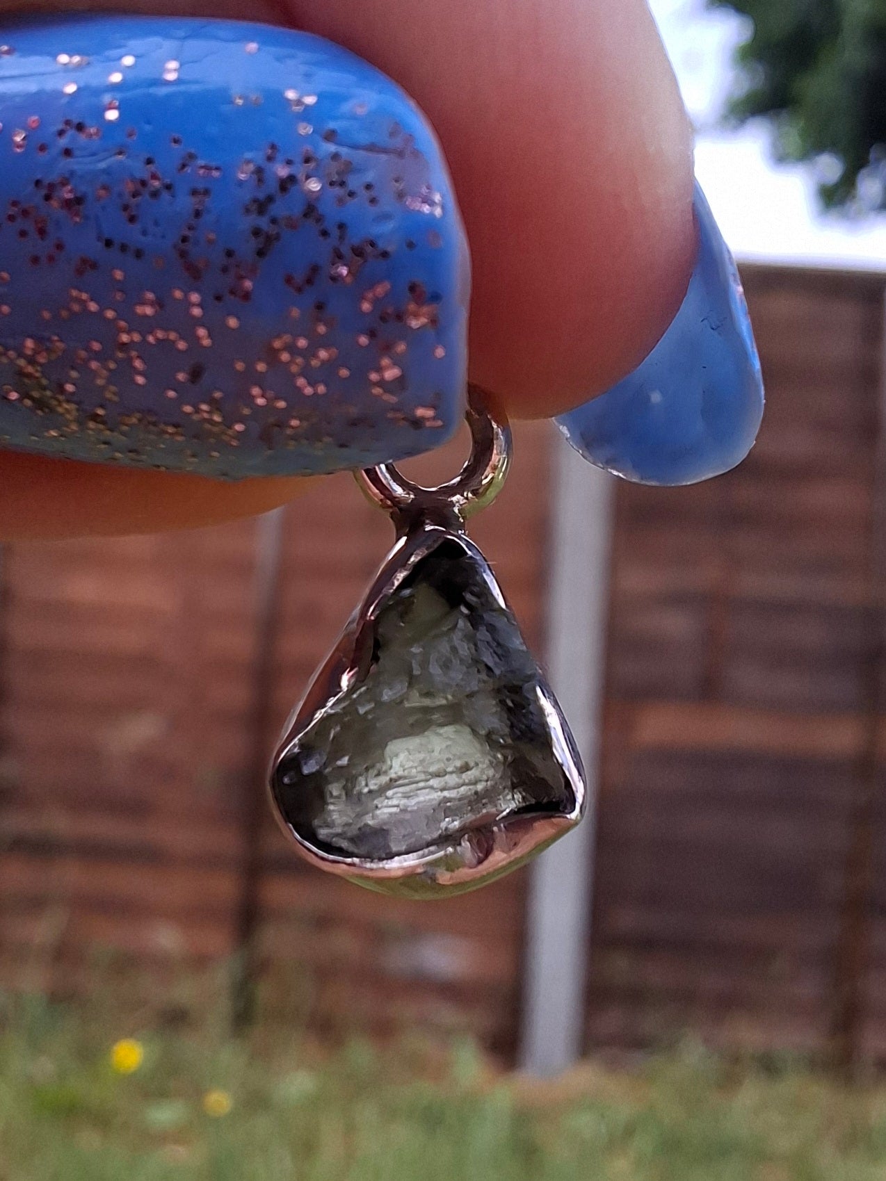 Moldavite Pendant, 925 Silver, Tektite (Ref: P68)