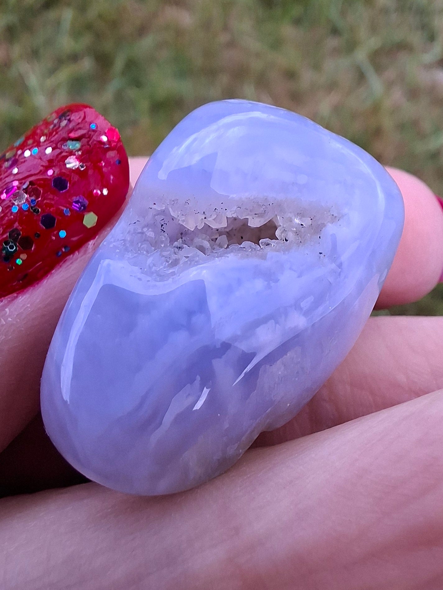 Blue Lace Agate, Tumble Stone, Crystal (Ref: T143)