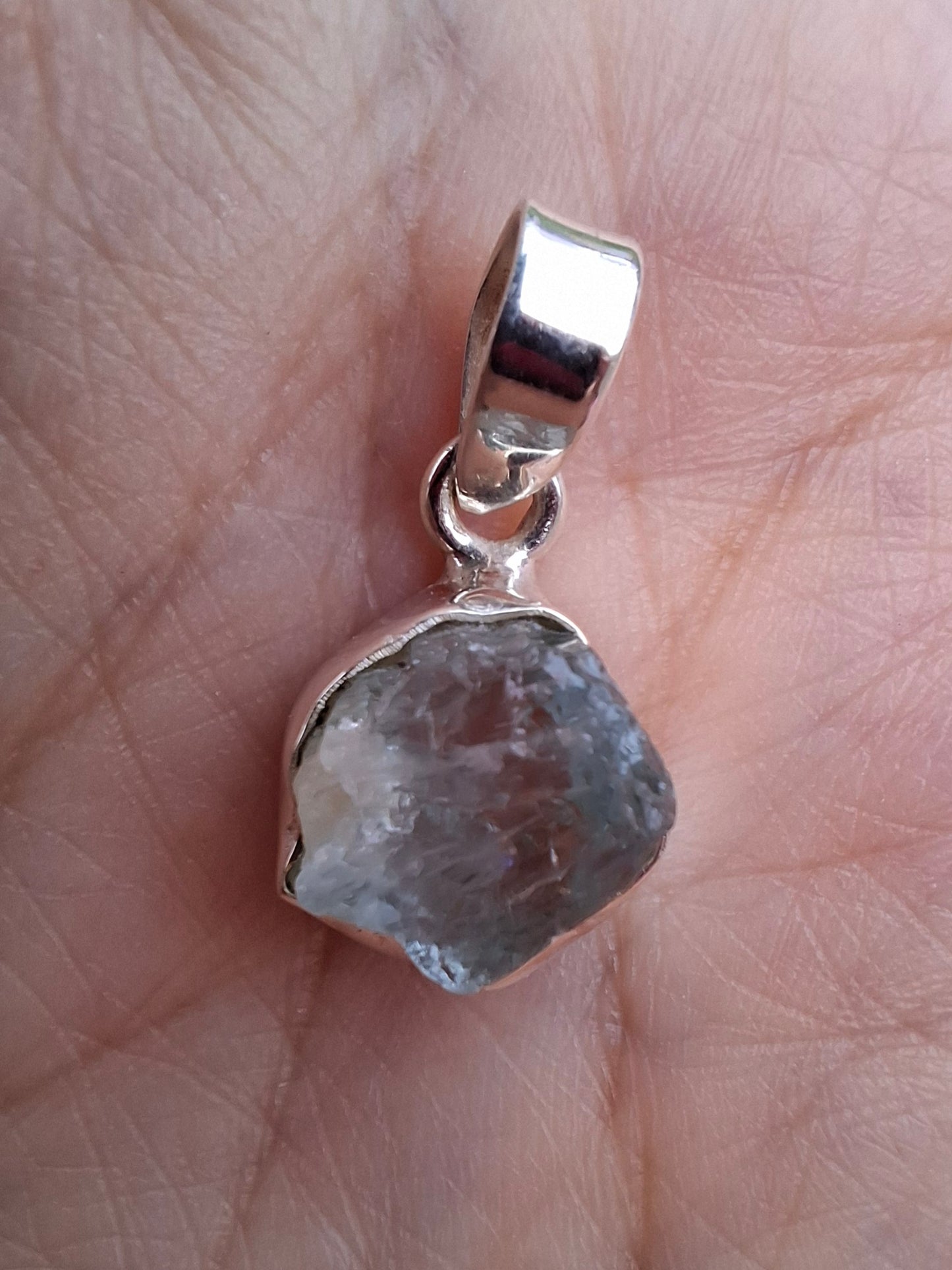 Aquamarine Pendant, 925 Silver, Crystal (Ref: AQ18)