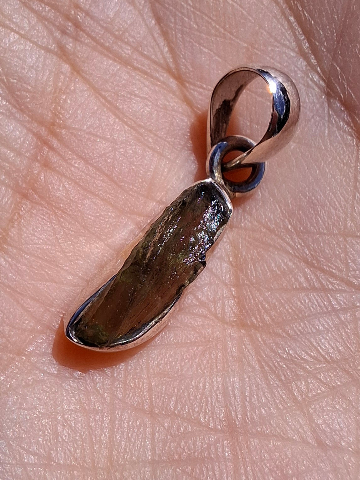 Moldavite Pendant, 925 Silver, Tektite (Ref: P82)