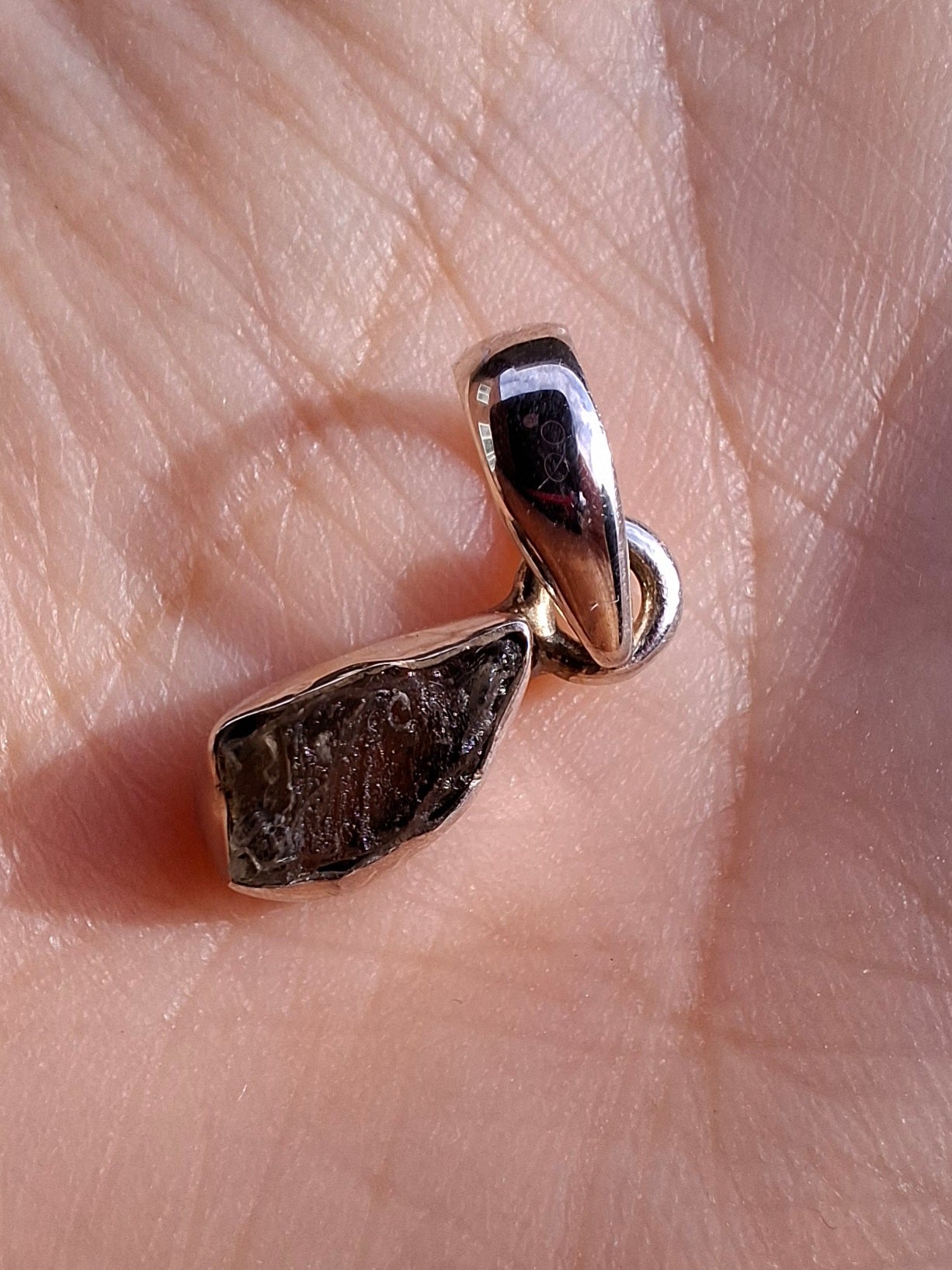 Moldavite Pendant, 925 Silver, Tektite (Ref: P32)