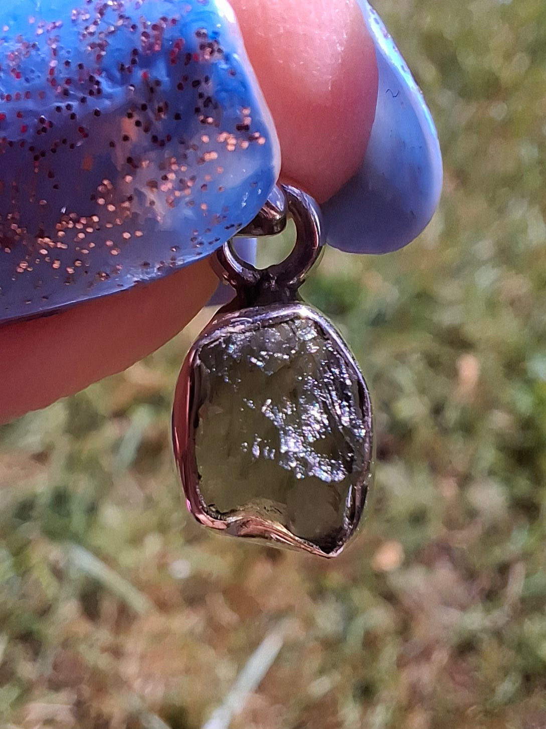 Moldavite Pendant, 925 Silver, Tektite (Ref: P86)