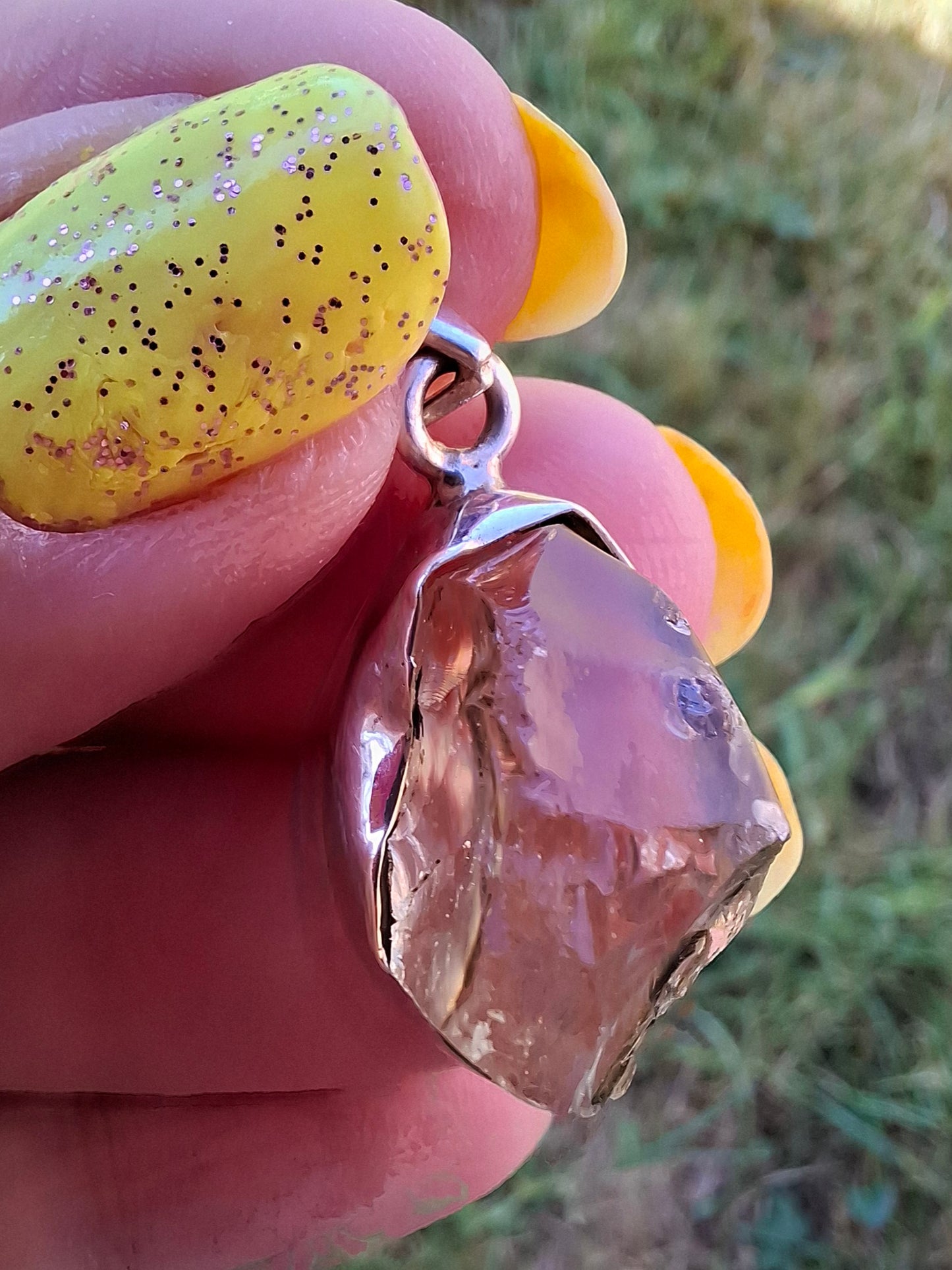 Libyan Desert Glass Pendant, 925 Silver, Tektite (Ref: LP112)