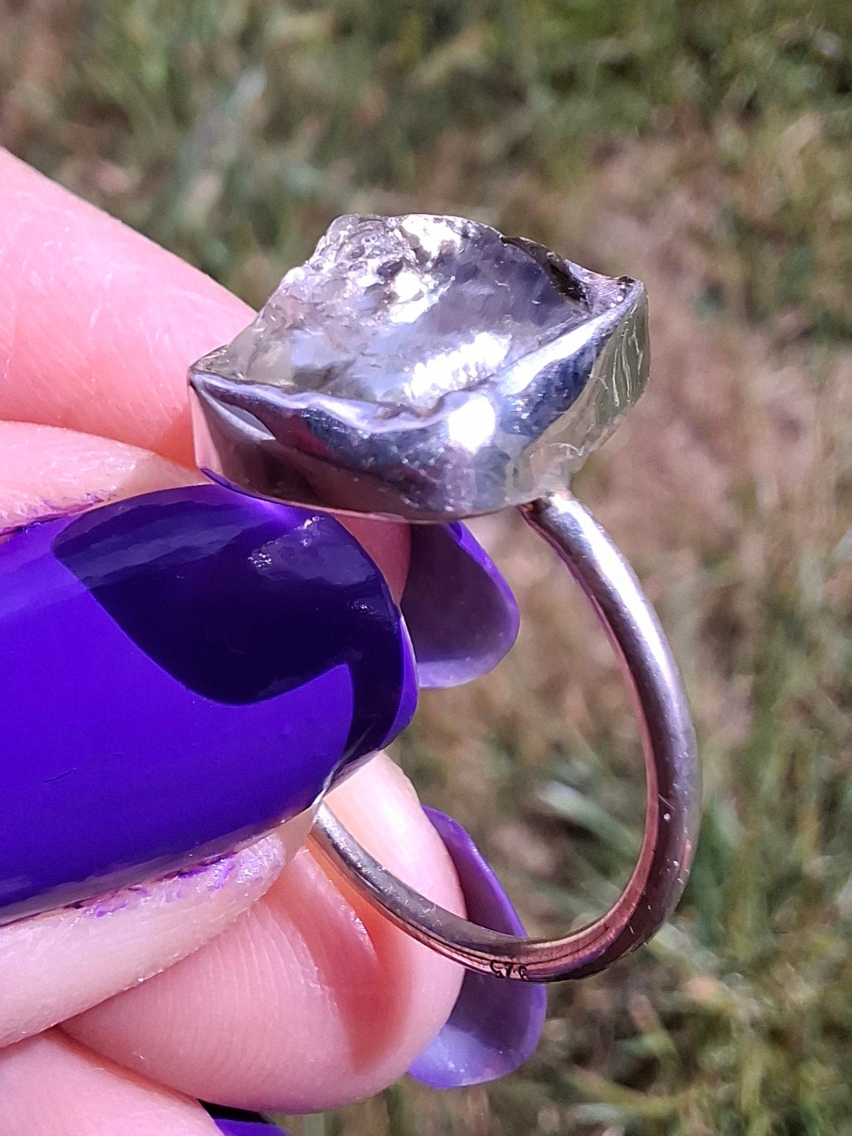 Libyan Desert Glass Ring, size L, 925 Silver, Tektite (Ref: LR18)