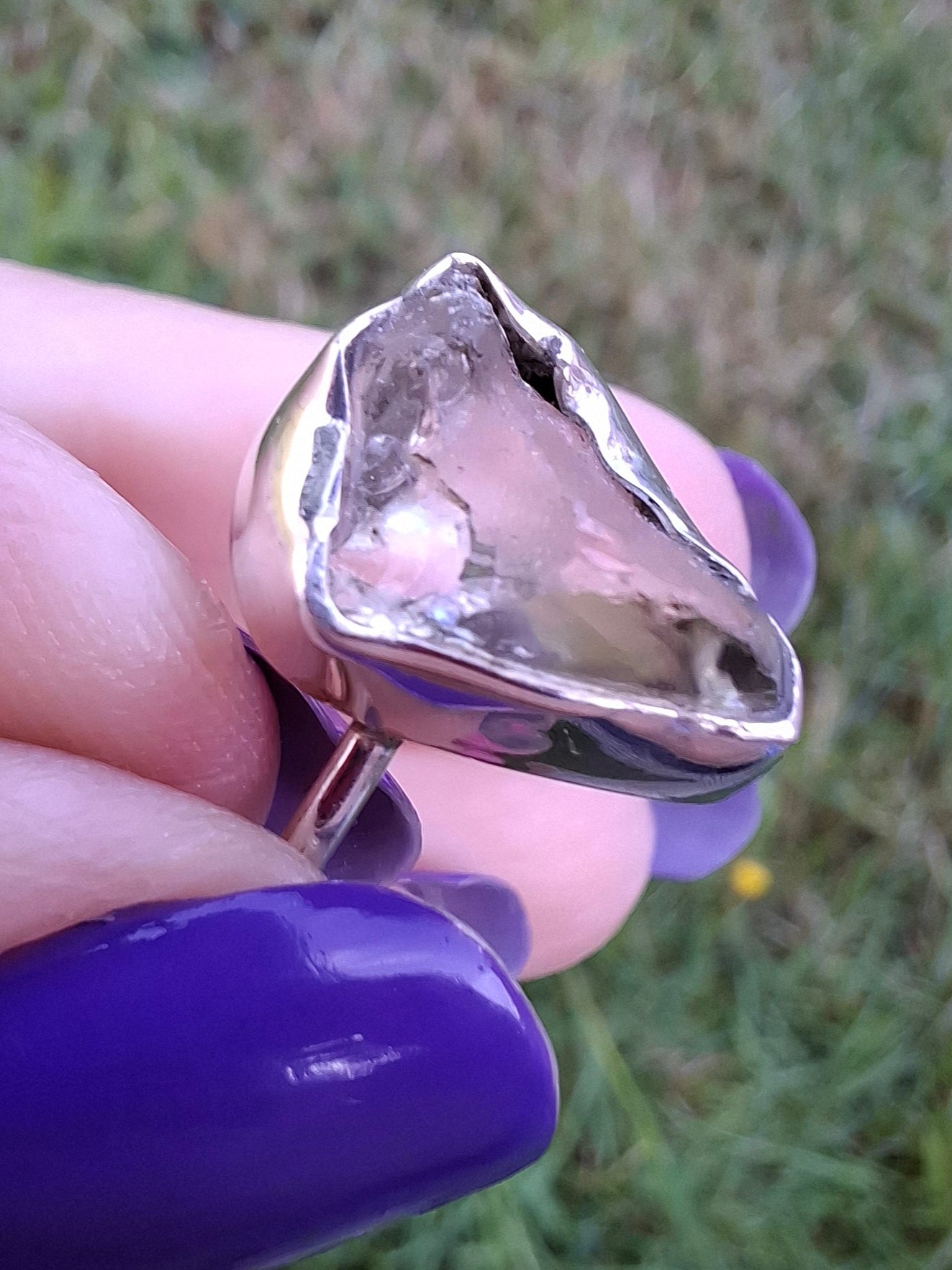 Libyan Desert Glass Ring, size U, 925 Silver, Tektite (Ref: LR52)