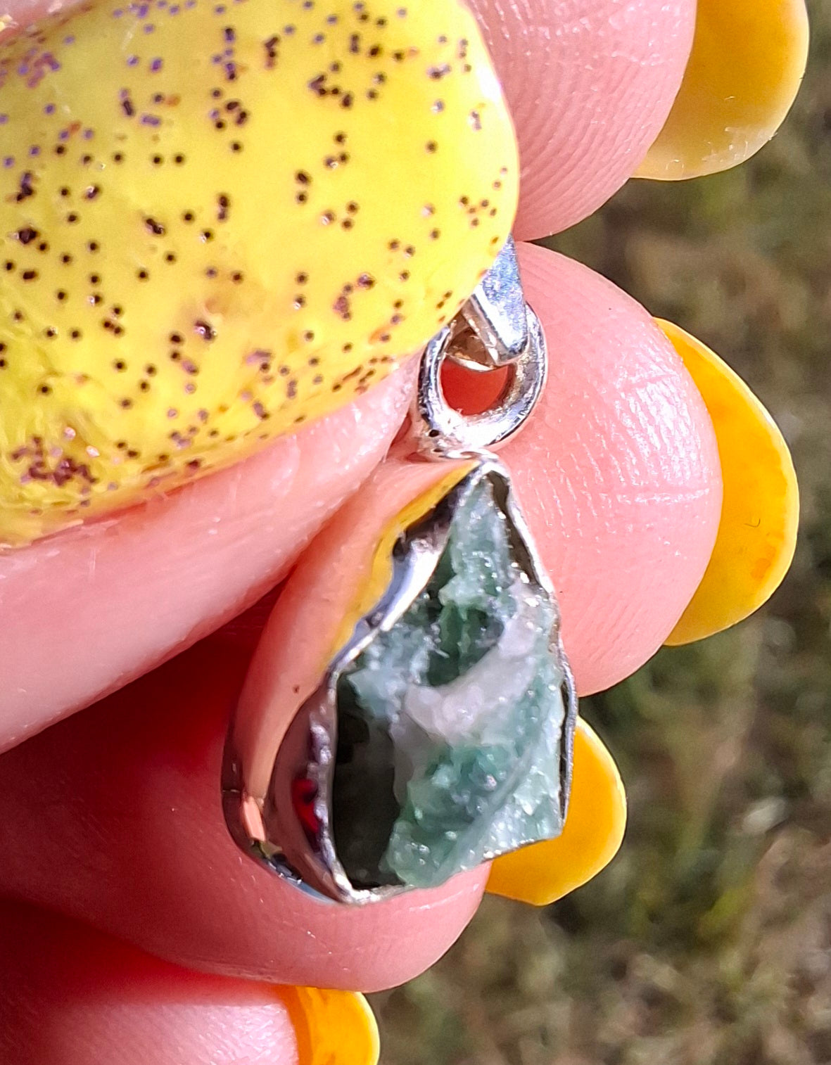 Green Tourmaline Pendant, 925 Silver, Crystal (Ref: GT19)