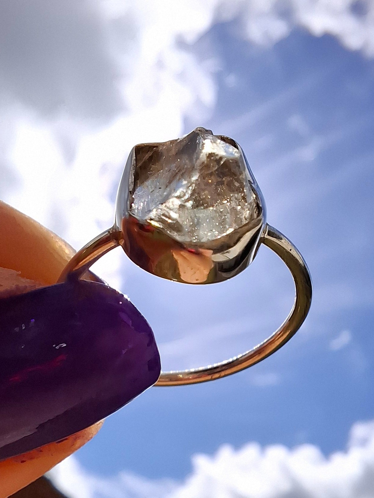 Libyan Desert Glass Ring, size large O, 925 Silver, Tektite (Ref: LR22)