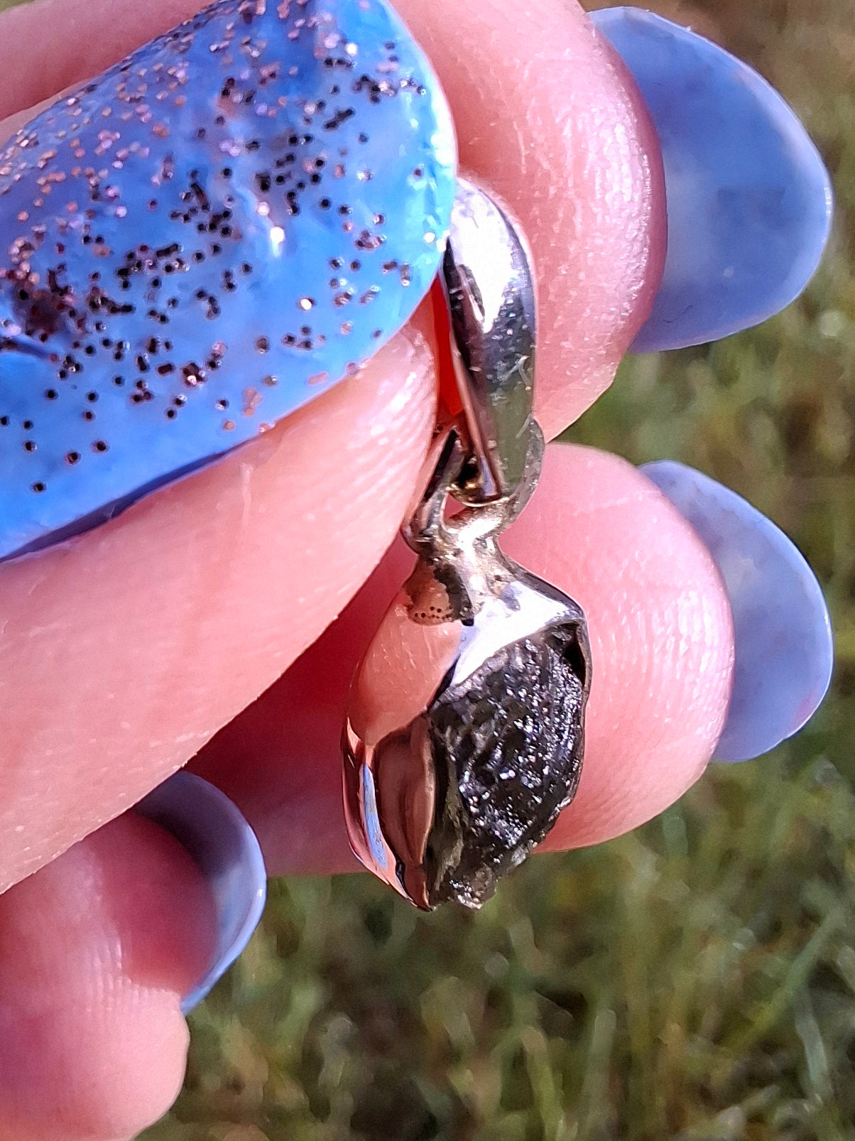 Moldavite Pendant, 925 Silver, Tektite (Ref: P61)