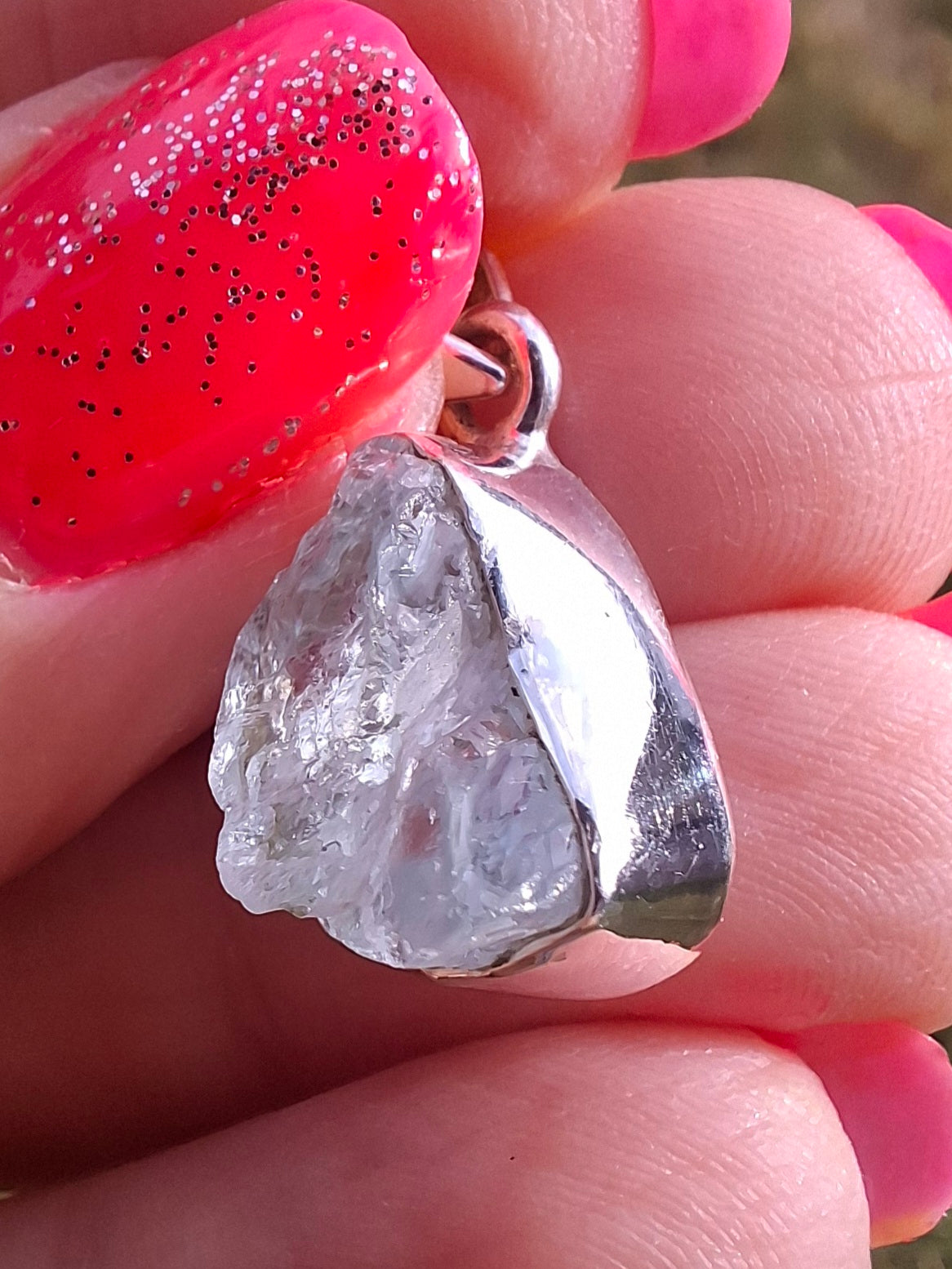 Aquamarine Pendant, 925 Silver, Crystal (Ref: AQ14)