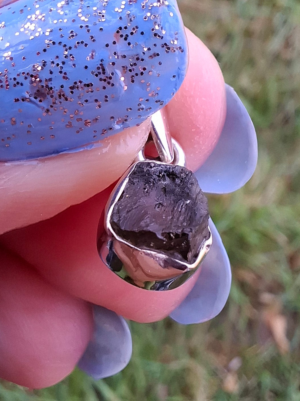 Moldavite Pendant, 925 Silver, Tektite (Ref: P56)