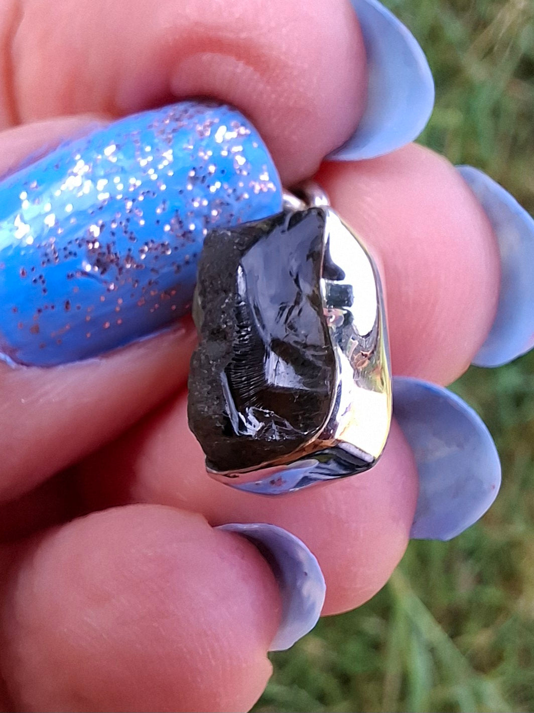 Moldavite Pendant, 925 Silver, Tektite (Ref: P31)