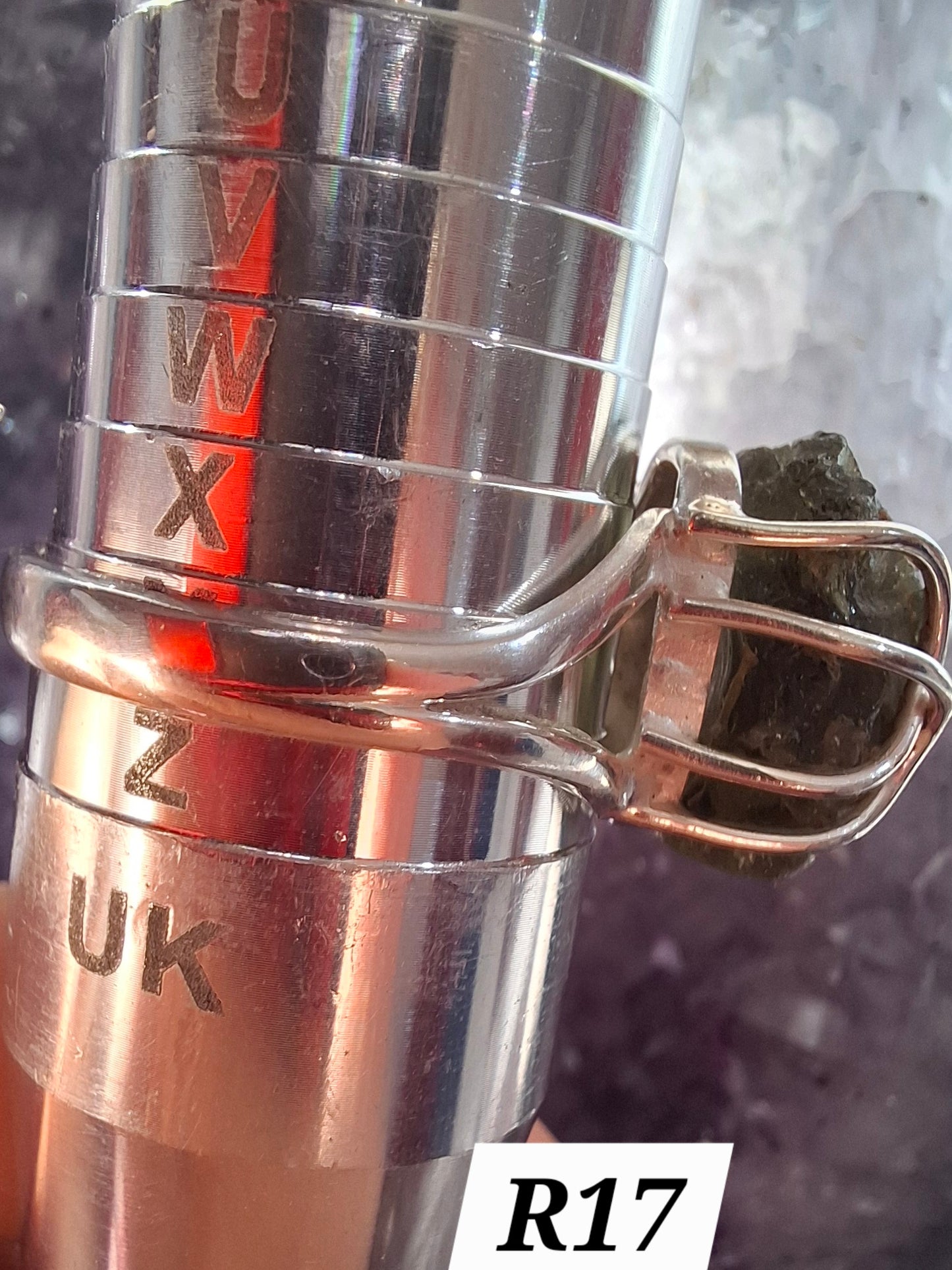 Moldavite Ring, size Y, 925 Silver, Tektite (Ref: R17)