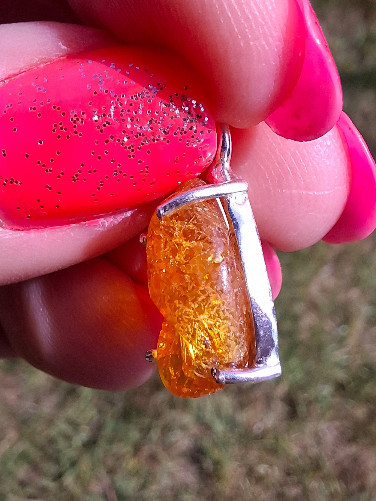 Baltic Amber Pendant, 925 Silver, Fossil (Ref: AP21)
