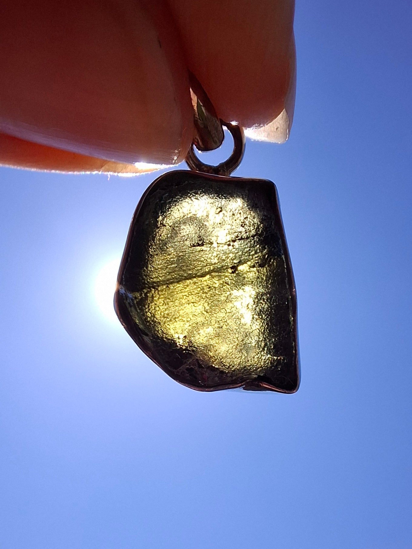 Moldavite Pendant, 925 Silver, Tektite (Ref: P2)