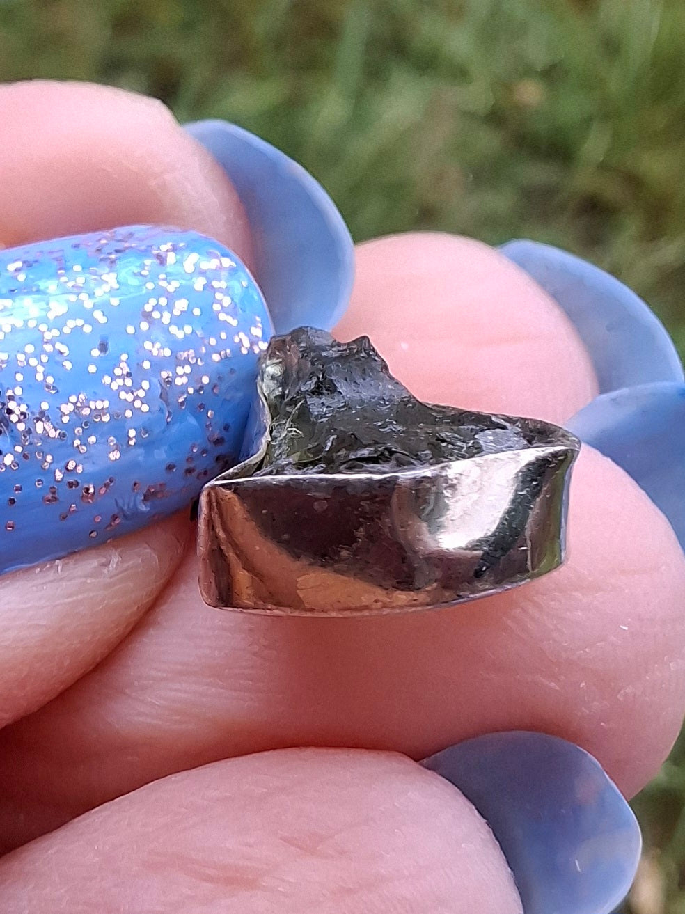 Moldavite Pendant, 925 Silver, Tektite (Ref: P74)
