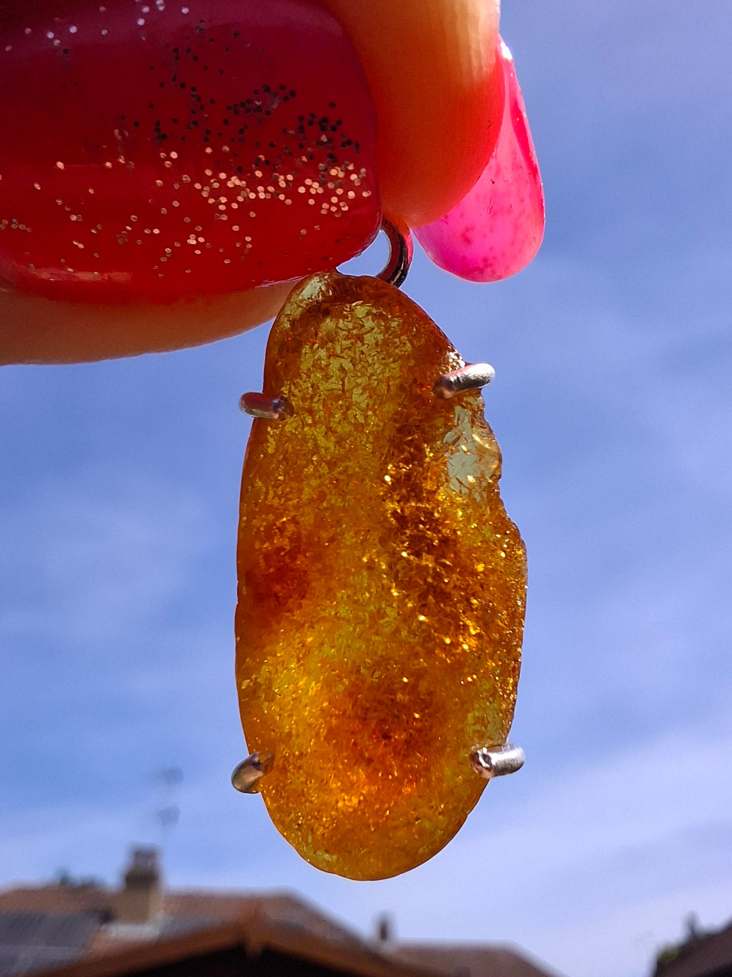 Baltic Amber Pendant, 925 Silver, Fossil (Ref: AP12)
