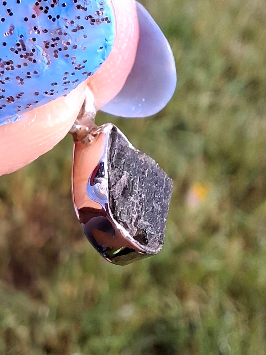Moldavite Pendant, 925 Silver, Tektite (Ref: P60)