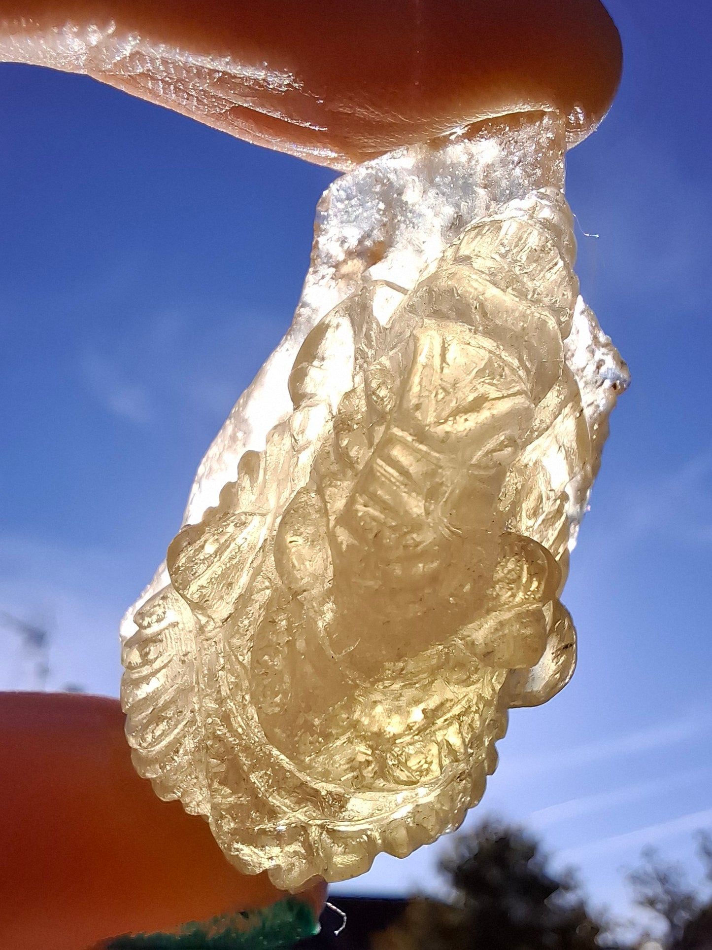 Libyan Desert Glass GANESHA carving, 18.39g, Tektite (Ref: Ganesha3)