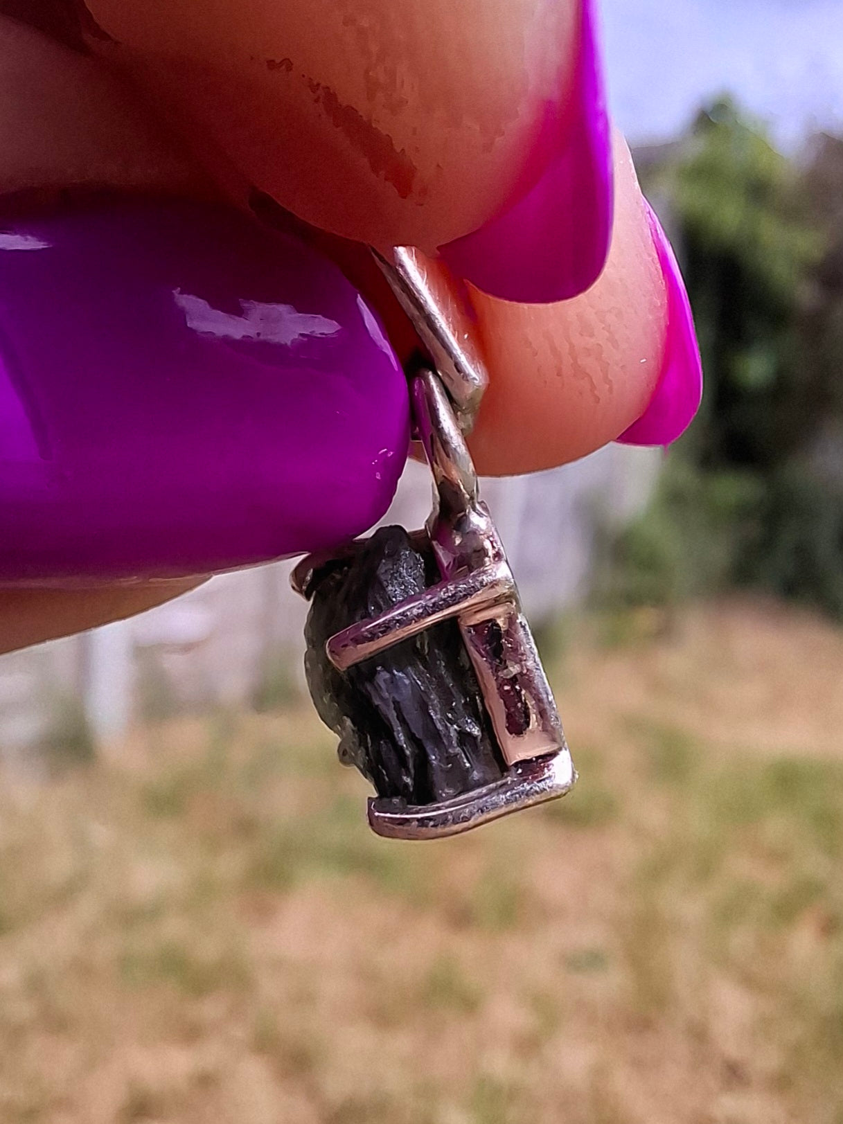 Moldavite Claw Pendant, 925 Silver, Tektite (Ref: P17)