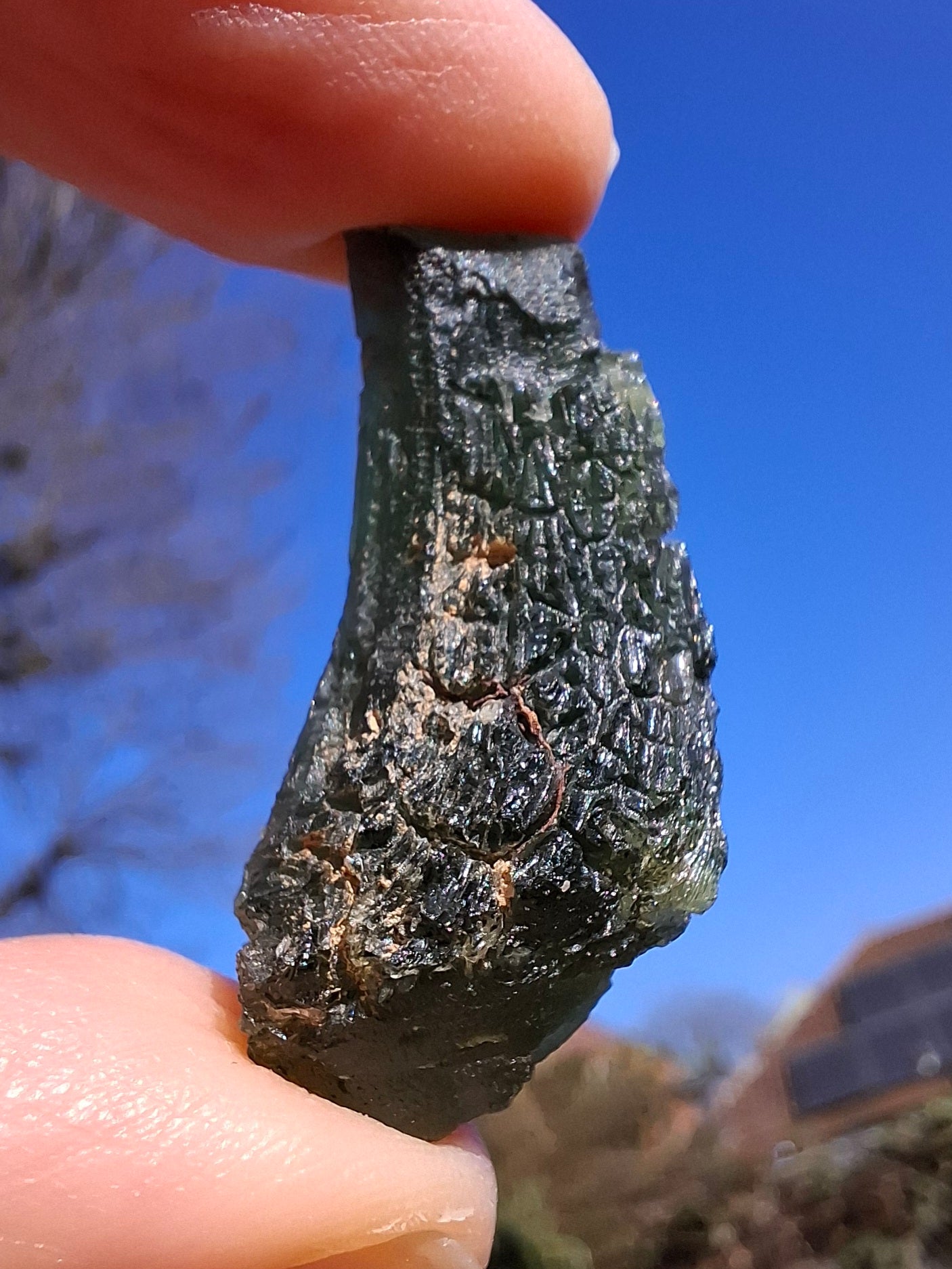 Moldavite Piece, NESMEN, 8.04g, Tektite (Ref: 1377)