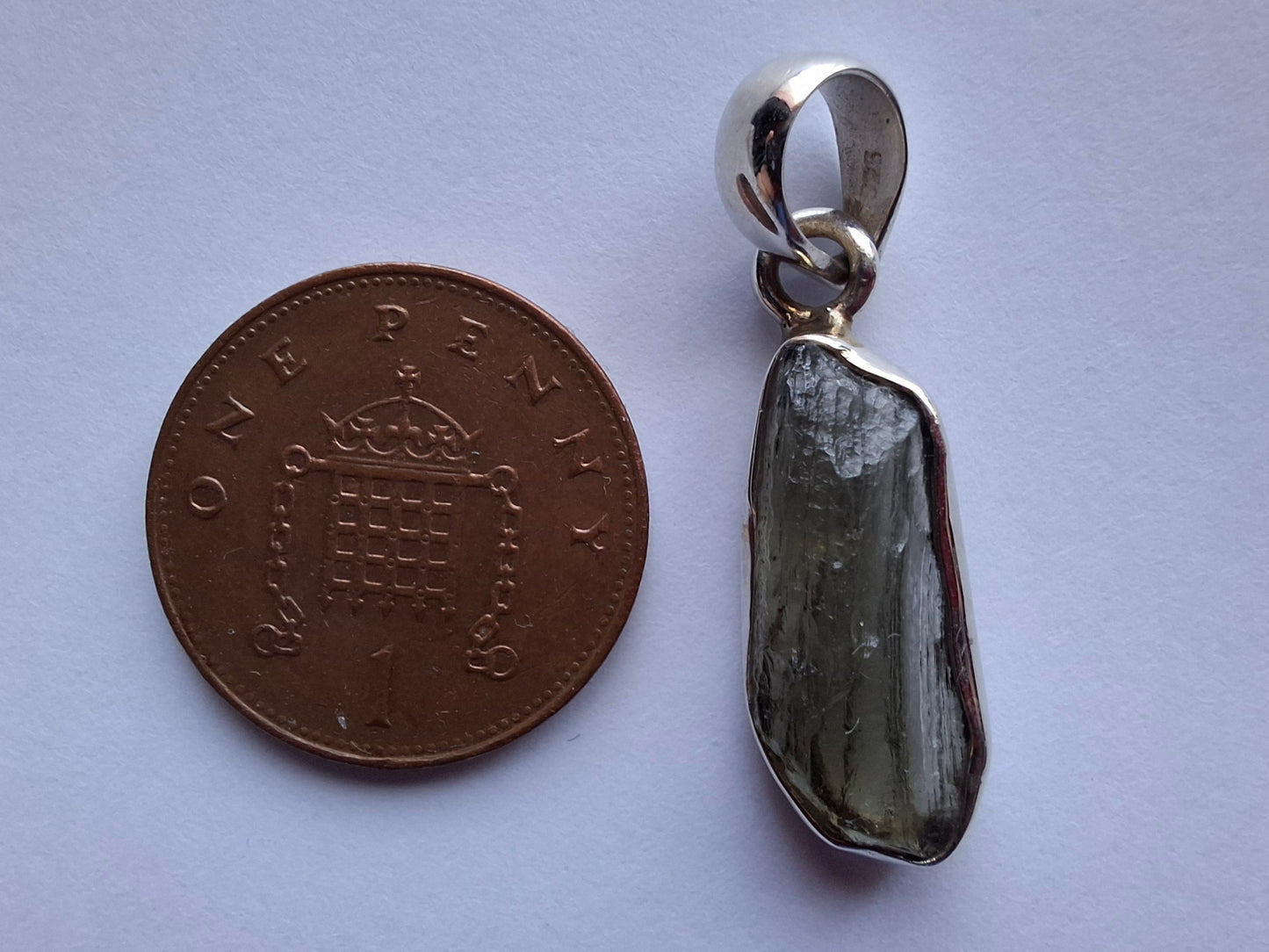 Moldavite Pendant, 925 Silver, Tektite (Ref: P11)