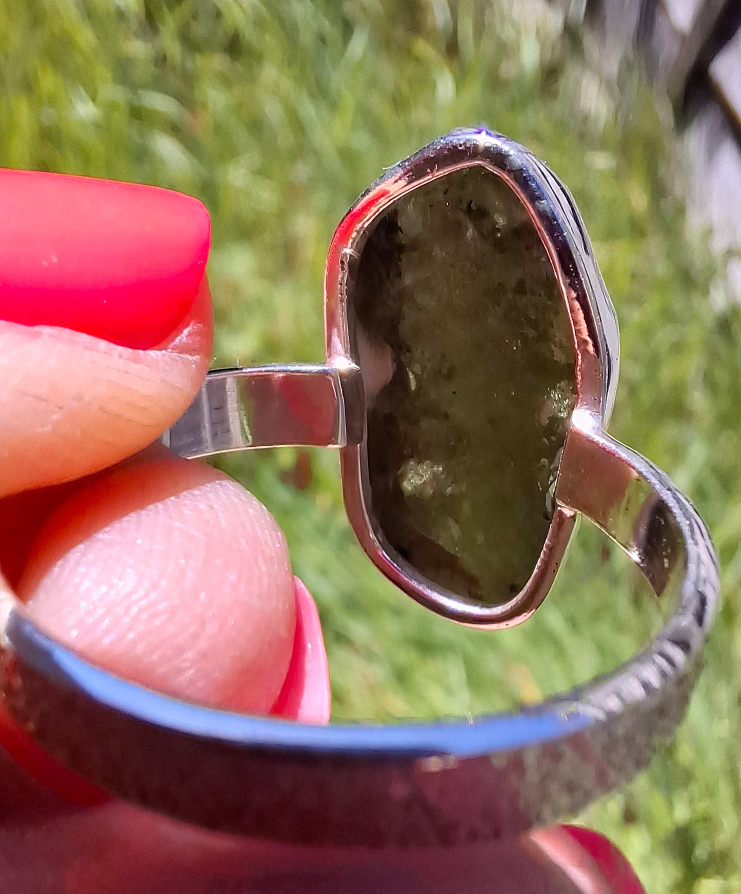 Moldavite Ring, size Y, 925 Silver, Tektite (Ref: R330)