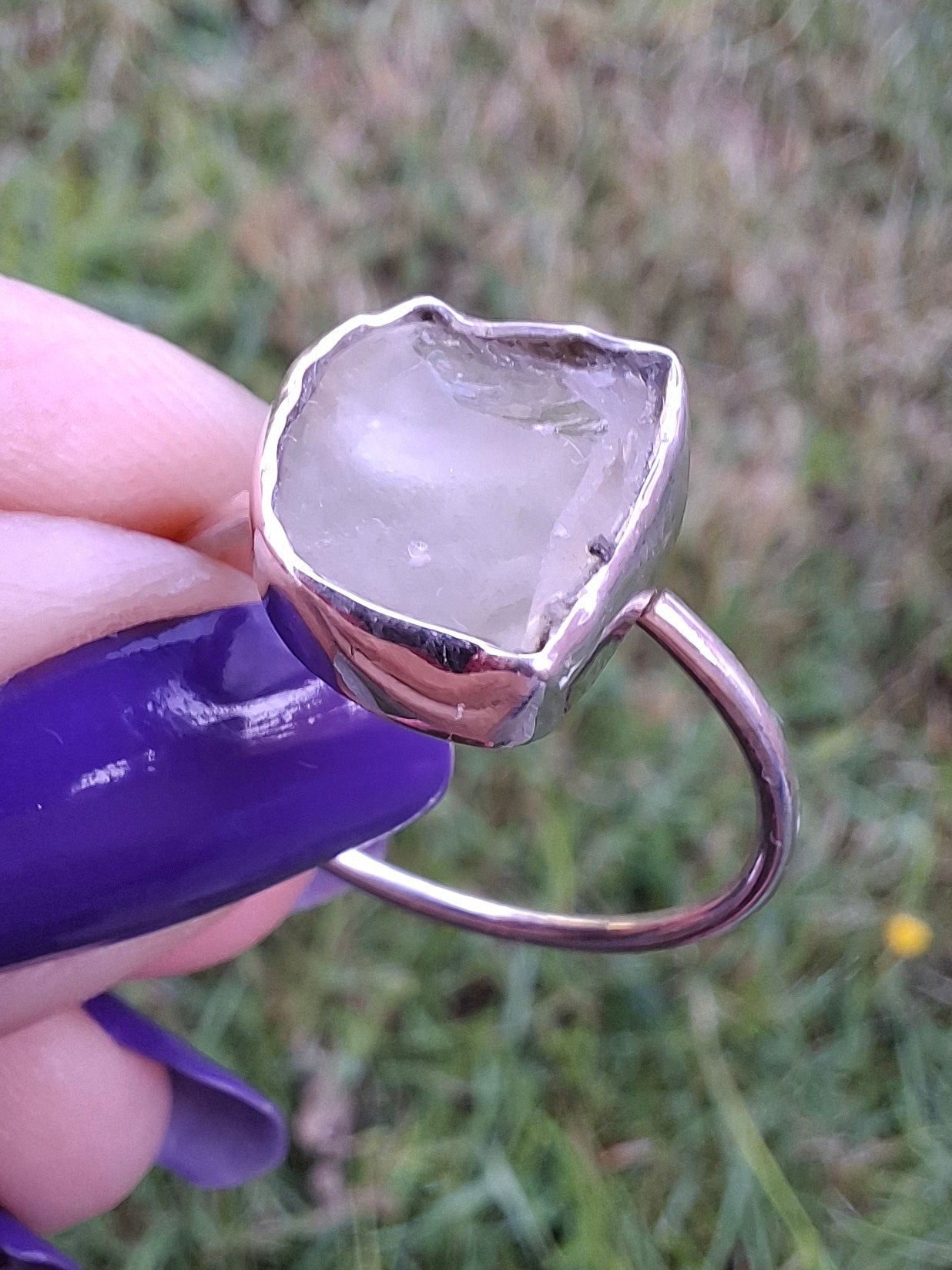 Libyan Desert Glass Ring, size large U, 925 Silver, Tektite (Ref: LR53)