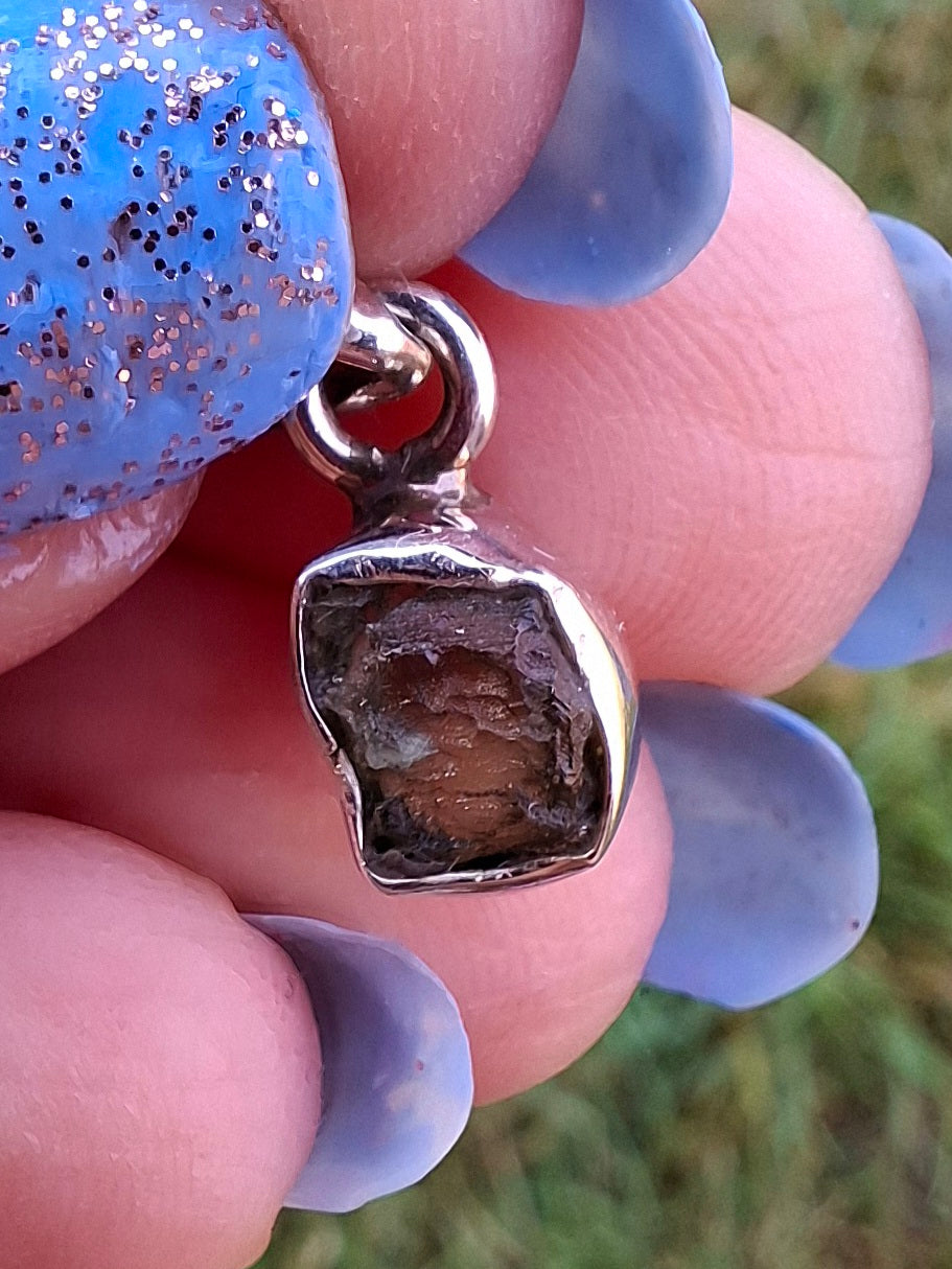 Moldavite Pendant, 925 Silver, Tektite (Ref: P53)