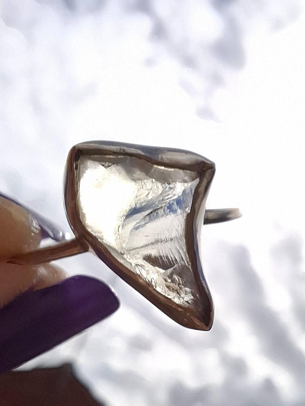 Libyan Desert Glass Ring, size large W, 925 Silver, Tektite (Ref: LR62)