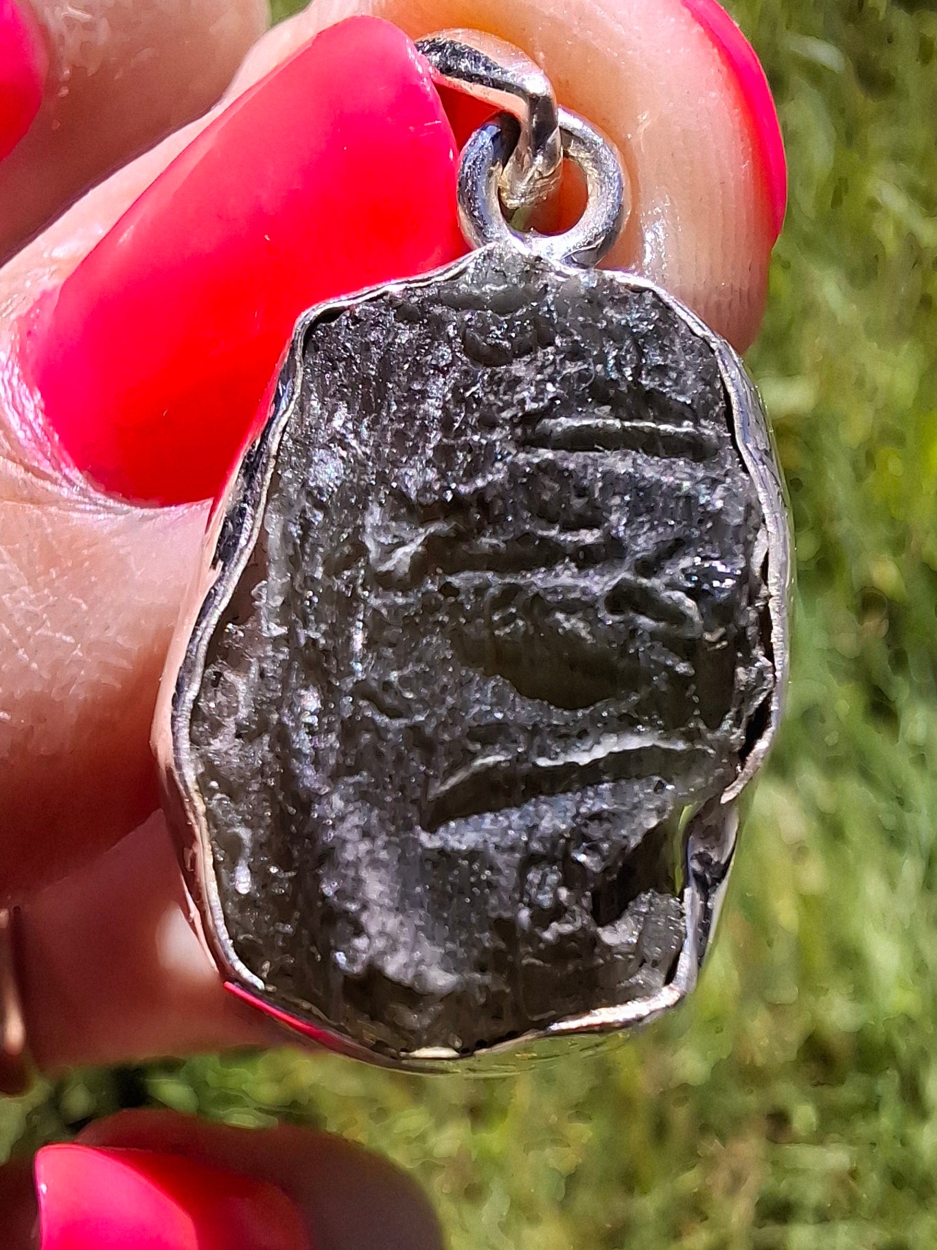 Moldavite Pendant, 925 Silver, Tektite (Ref: P433)