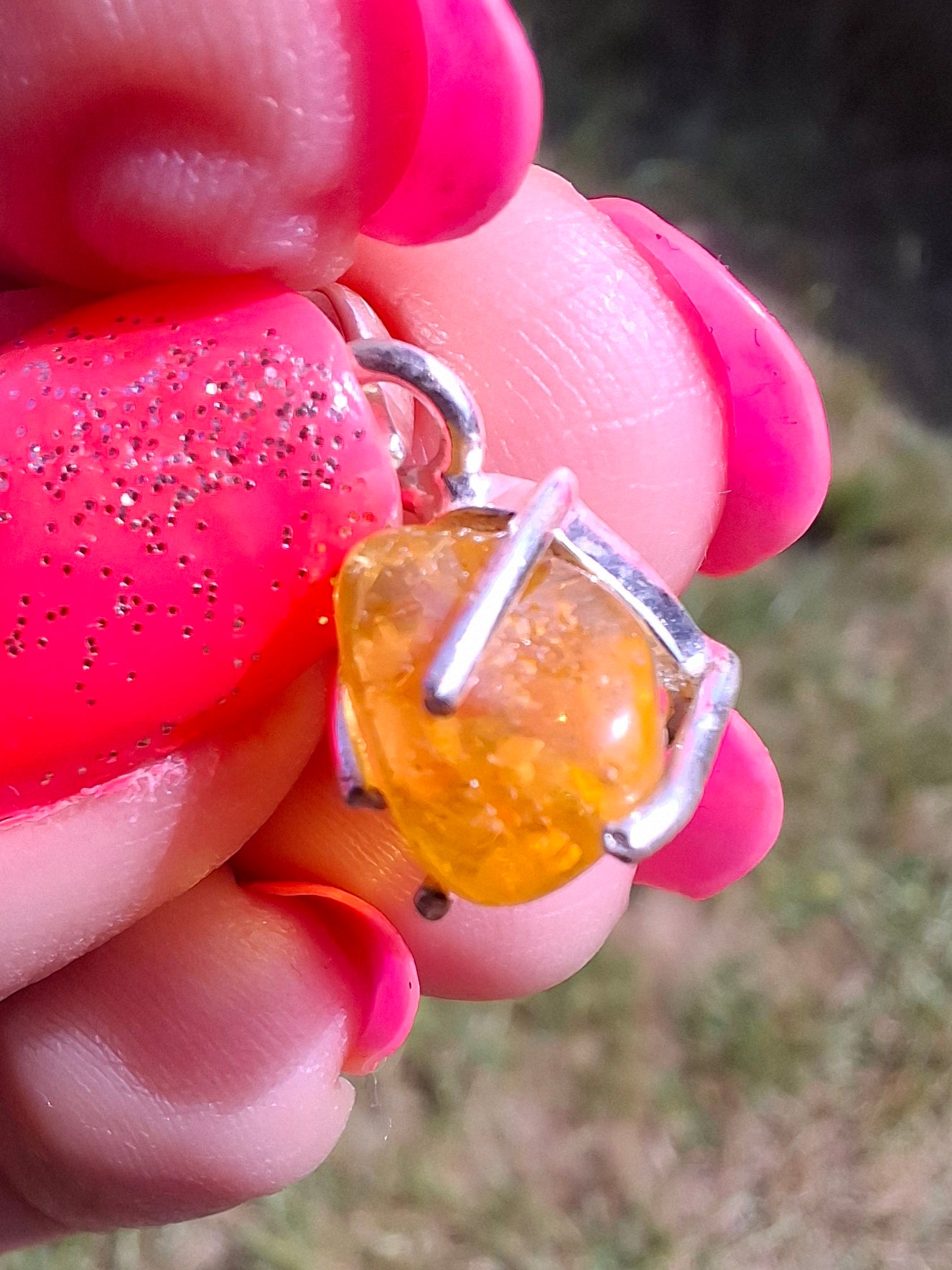Baltic Amber Pendant, 925 Silver, Fossil (Ref: AP25)