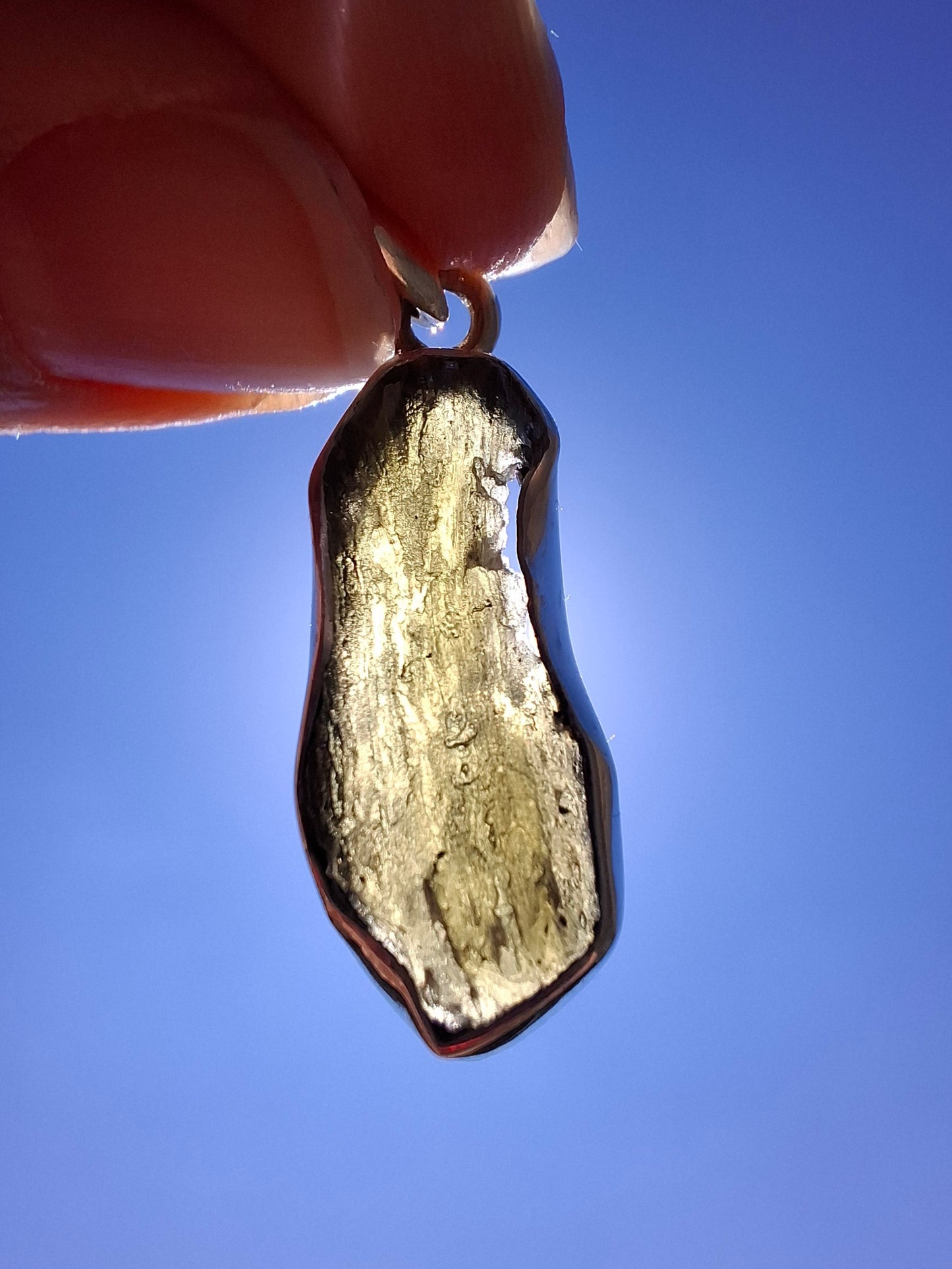 Moldavite Pendant, 925 Silver, Tektite (Ref: P445)