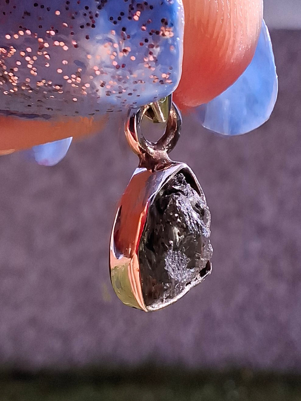 Moldavite Piece, 925 Silver, Tektite (Ref: P54)