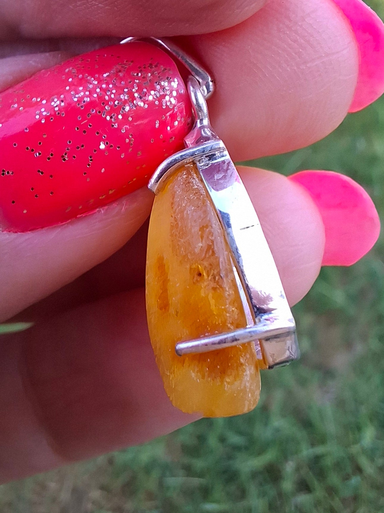 Baltic Amber Pendant, 925 Silver, Fossil (Ref: AP5)