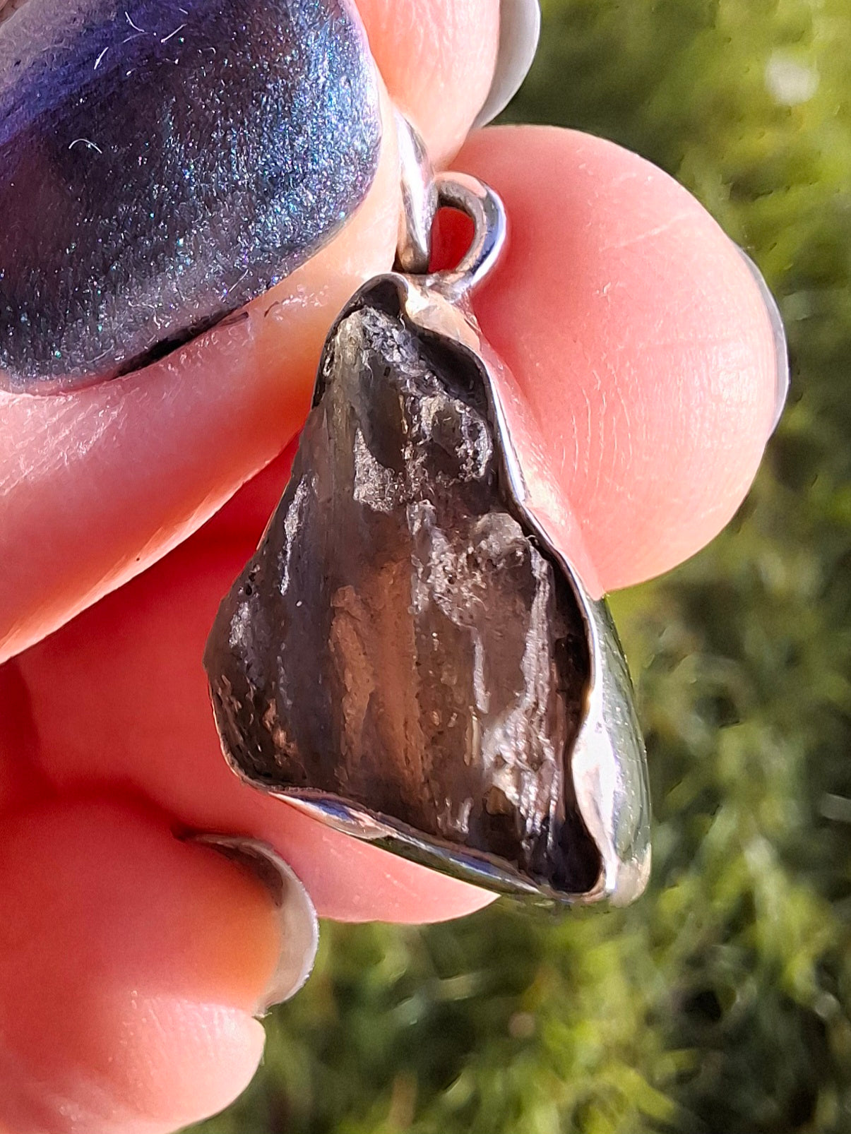 Moldavite Pendant, 925 Silver, Tektite (Ref: P8)