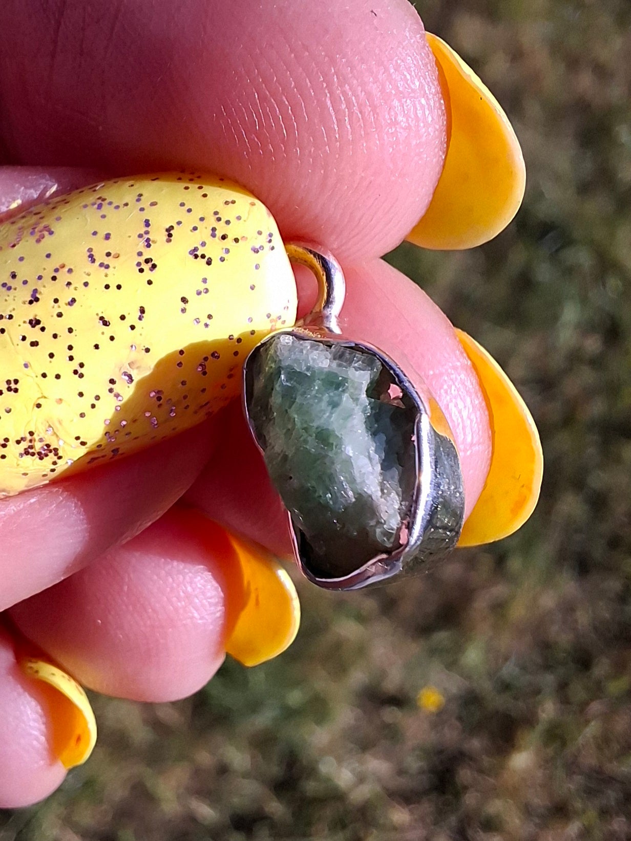 Green Tourmaline Pendant, 925 Silver, Crystal (Ref: GT14)