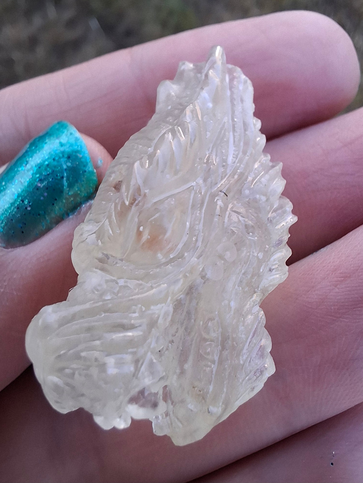 Libyan Desert Glass DRAGON HEAD carving, 9.66g, Tektite (Ref: Dragon 3)