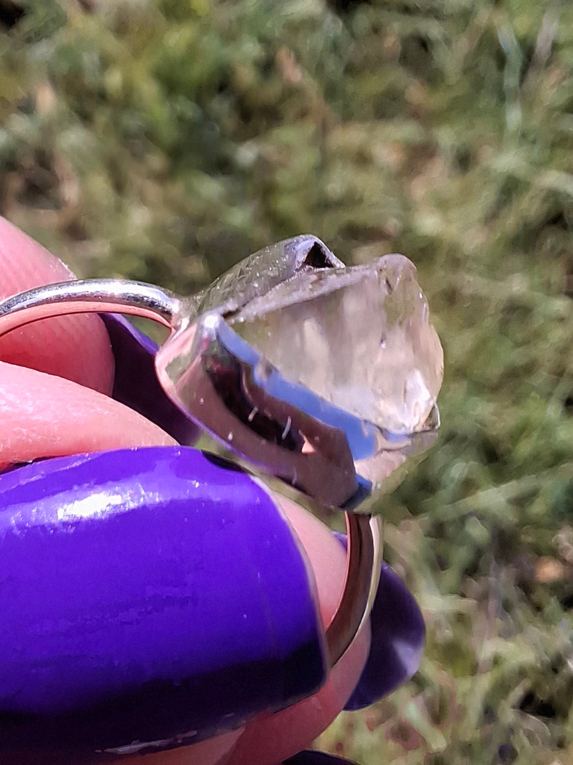 Libyan Desert Glass Ring, size small R, 925 Silver, Tektite (Ref: LR39)