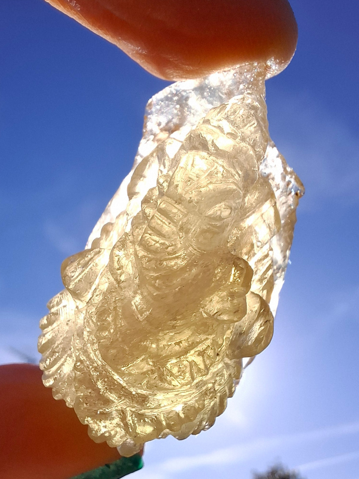 Libyan Desert Glass GANESHA carving, 18.39g, Tektite (Ref: Ganesha3)