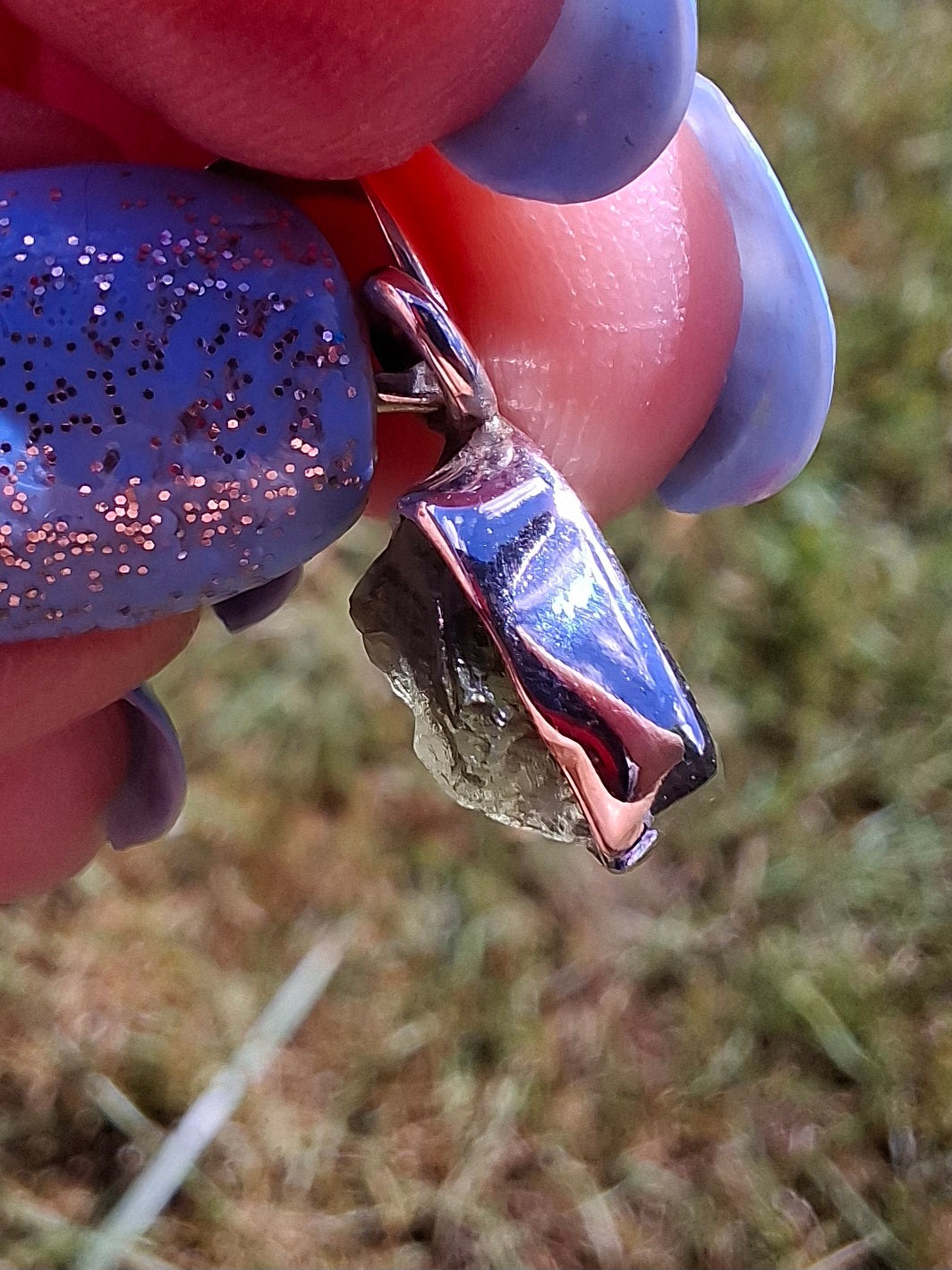 Moldavite Pendant, 925 Silver, Tektite (Ref: P86)