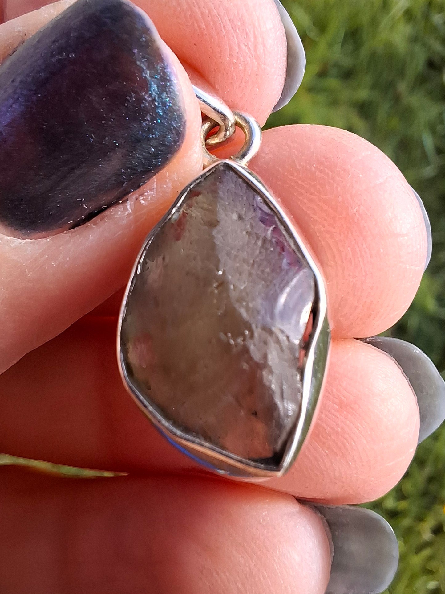 Moldavite Pendant, 925 Silver, Tektite (Ref: P10)