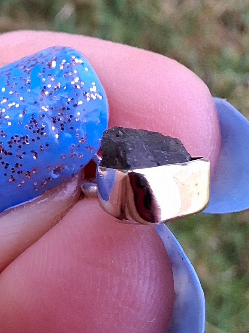Moldavite Piece, 925 Silver, Tektite (Ref: P54)