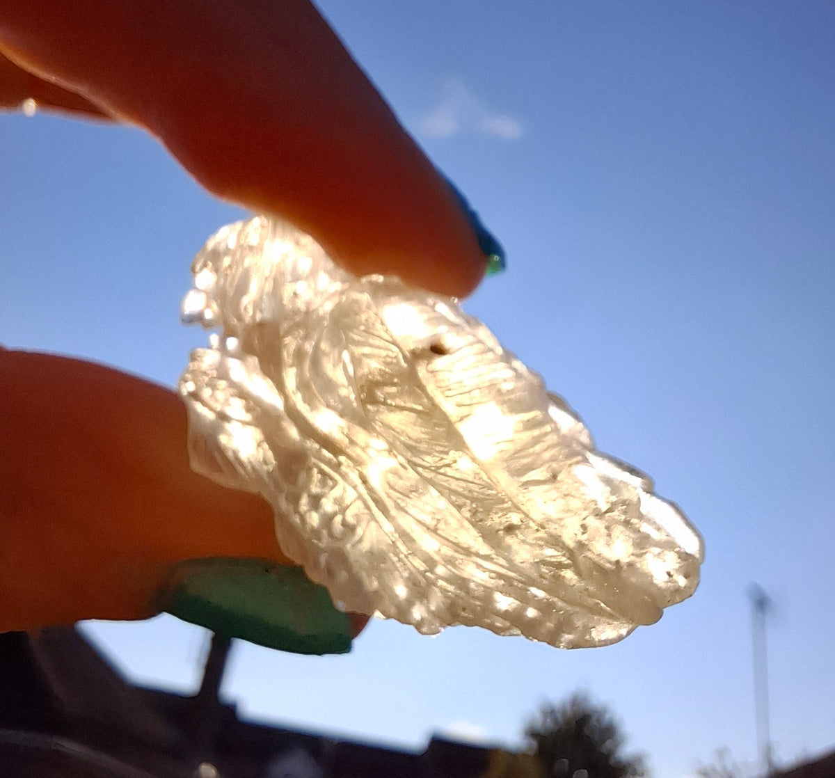 Libyan Desert Glass DRAGON HEAD carving, 9.66g, Tektite (Ref: Dragon 3)