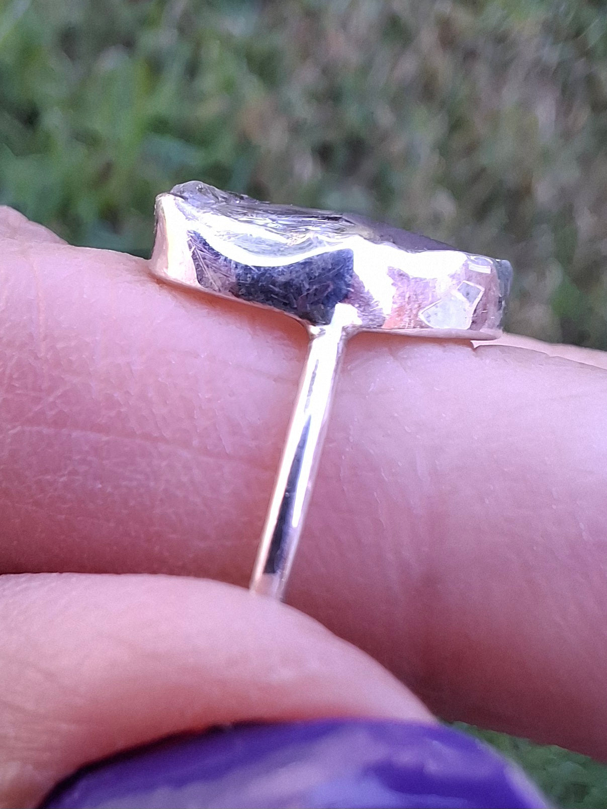 Libyan Desert Glass Ring, size small R, 925 Silver, Tektite (Ref: LR41)