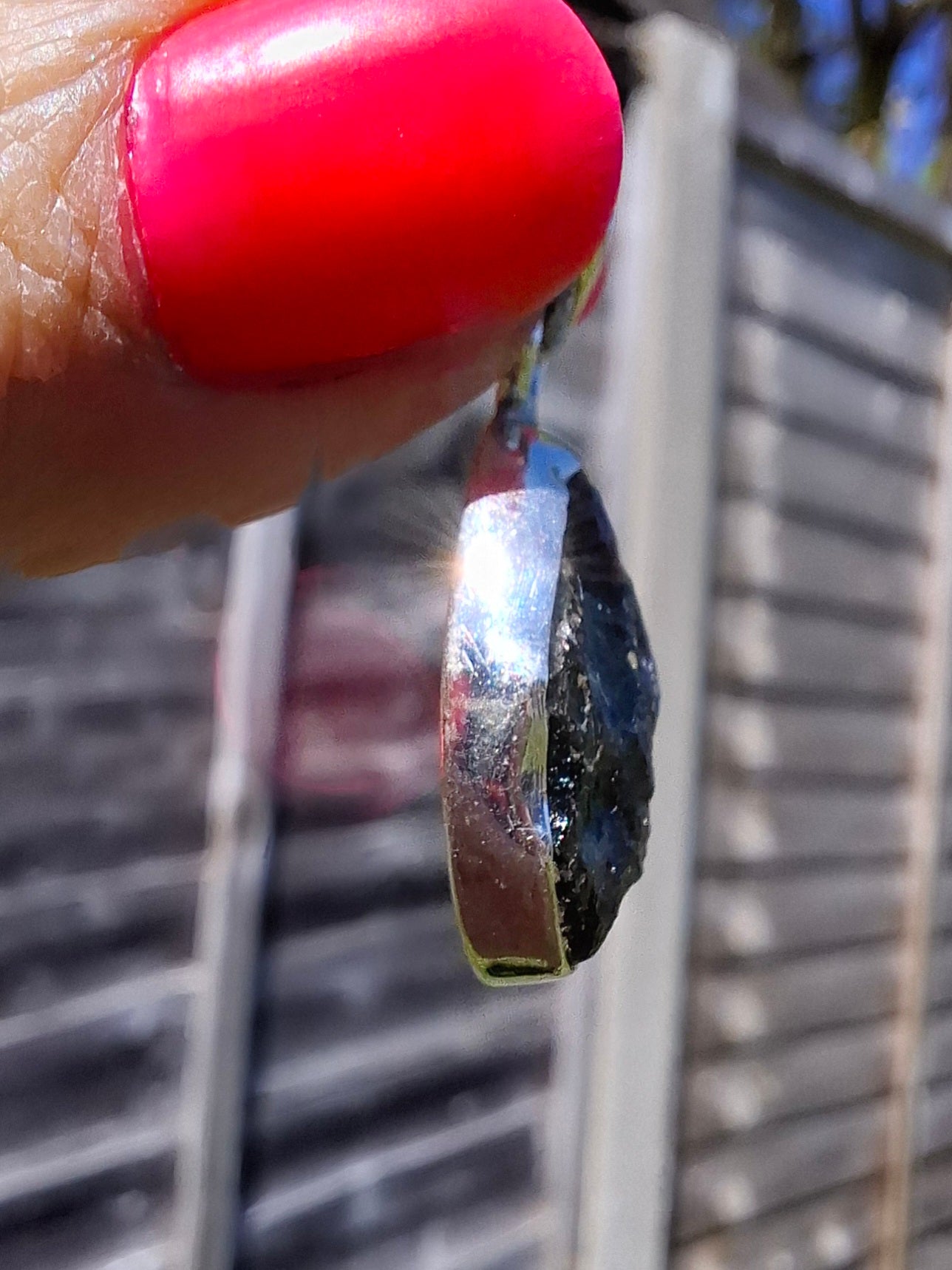 Moldavite Pendant, 925 Silver, Tektite (Ref: P441)