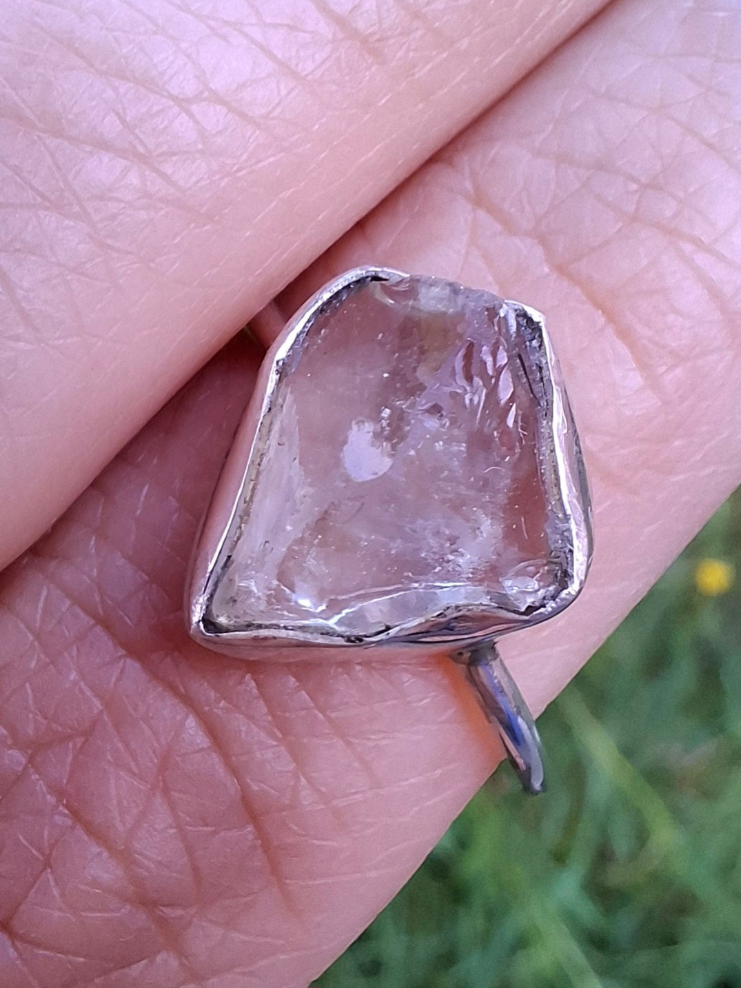 Libyan Desert Glass Ring, size large S, 925 Silver, Tektite (Ref: LR46)
